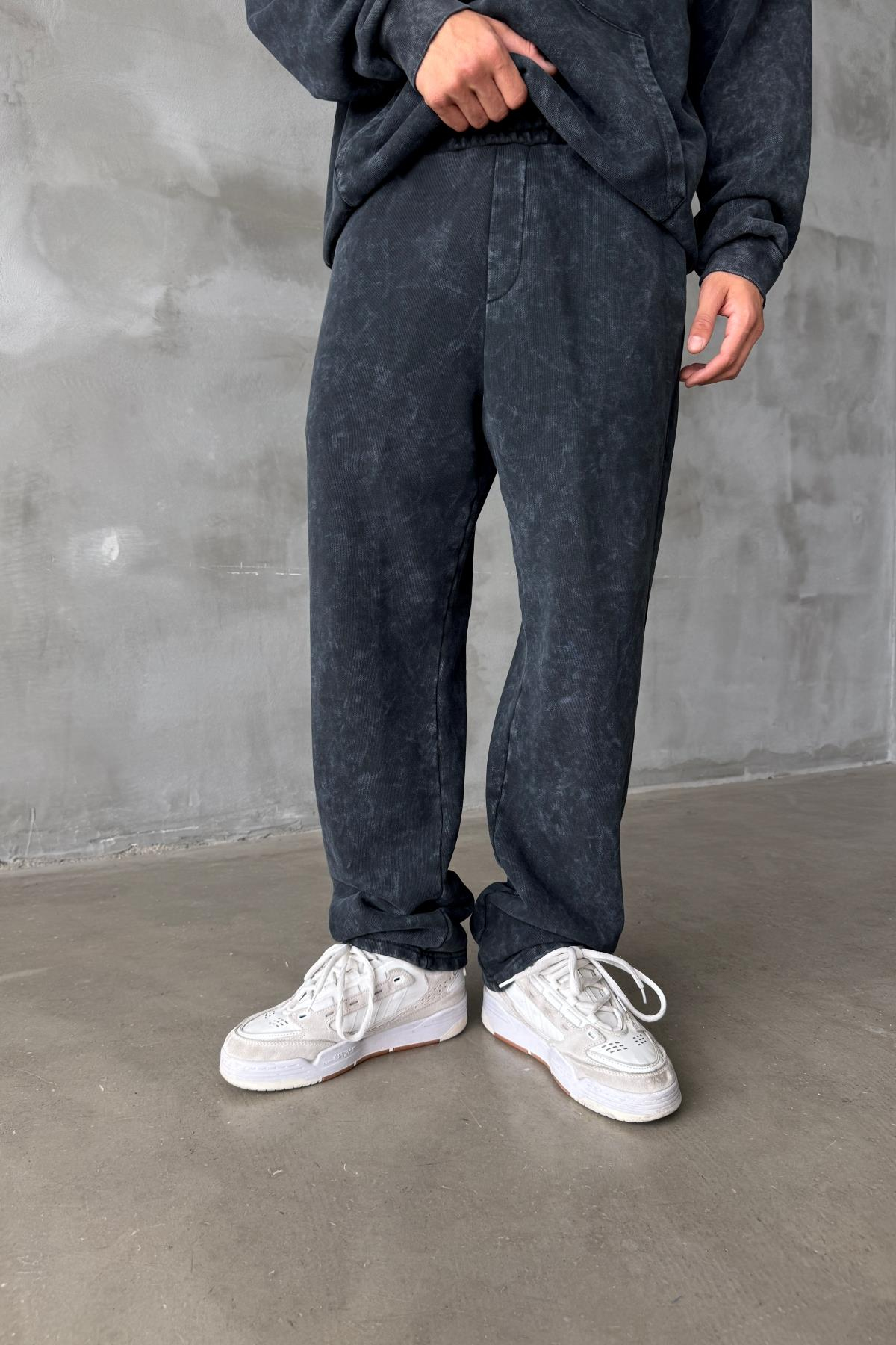 Acid Wash Siyah Eşofman Altı JC01