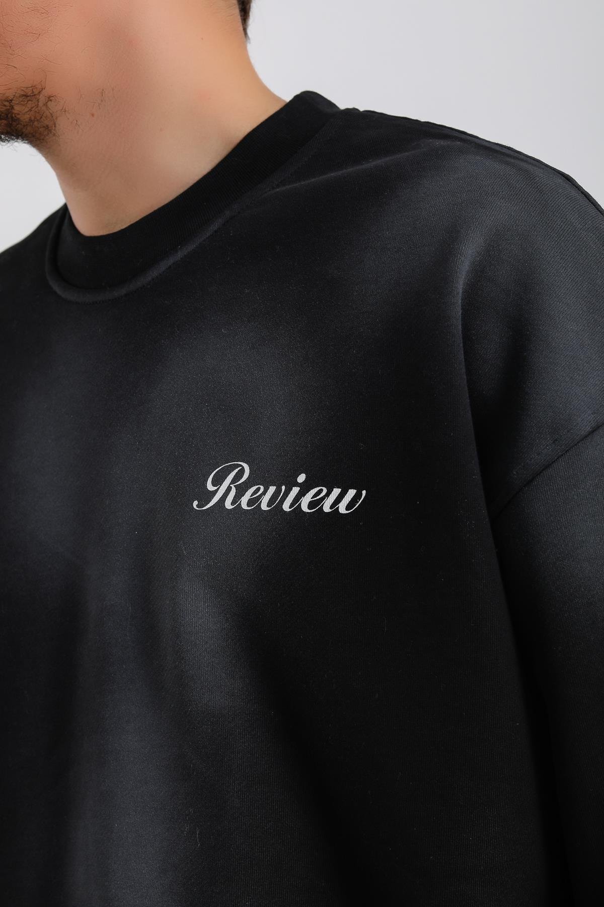 Acid Wash Siyah Oversize Rv Sweatshirt SW1139