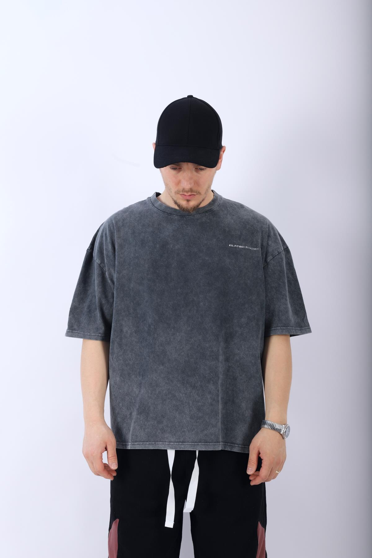 Acid Wash Society Baskılı Oversize Tshirt T953
