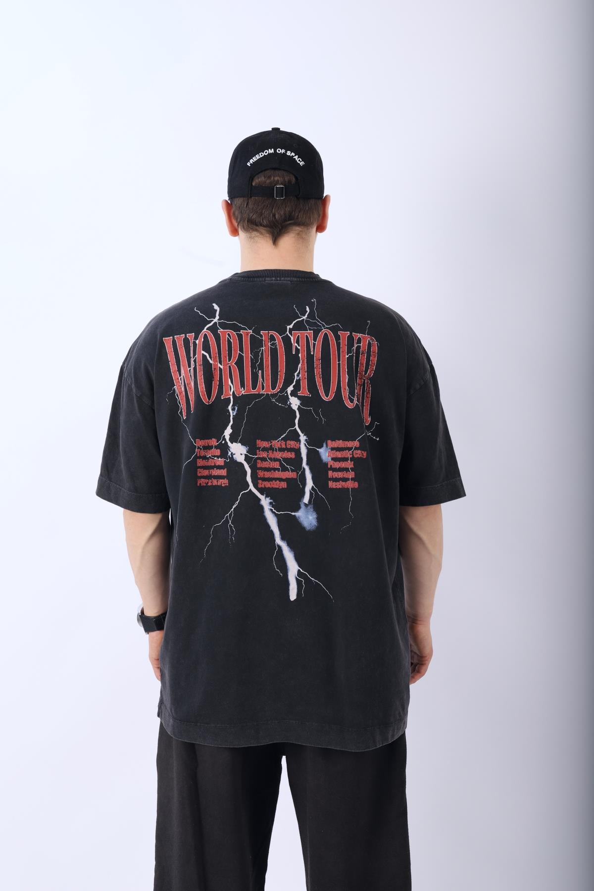 Acid Wash Untold Baskılı Oversize Tshirt T965