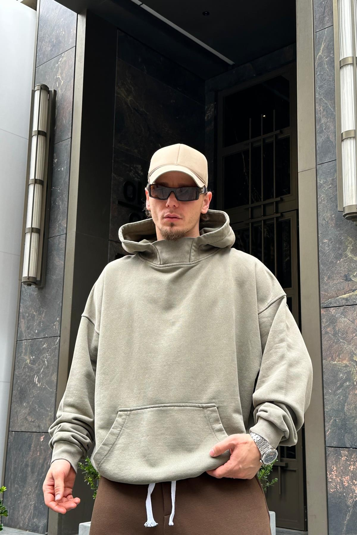 Acid Wash Yaka Detay Premium Oversize Sweatshirt SW971