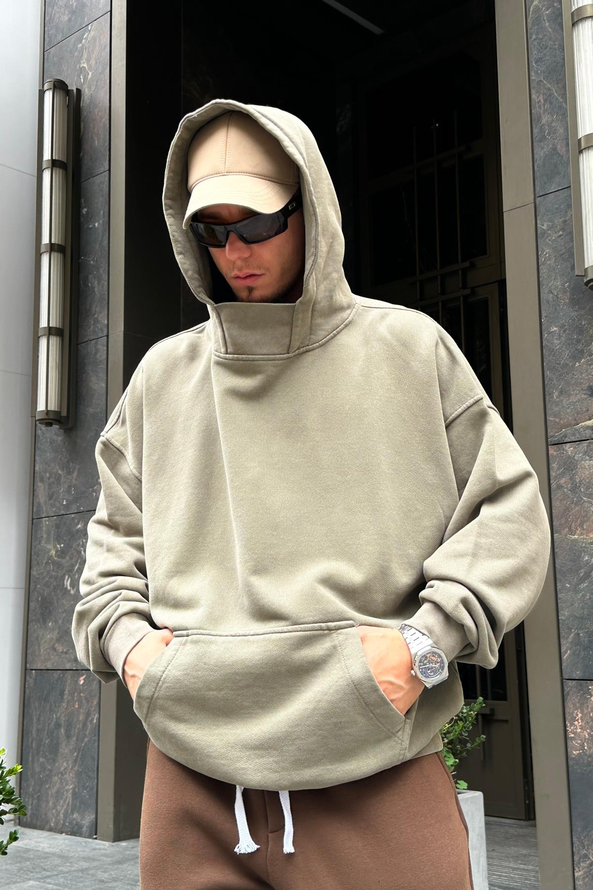 Acid Wash Yaka Detay Premium Oversize Sweatshirt SW971