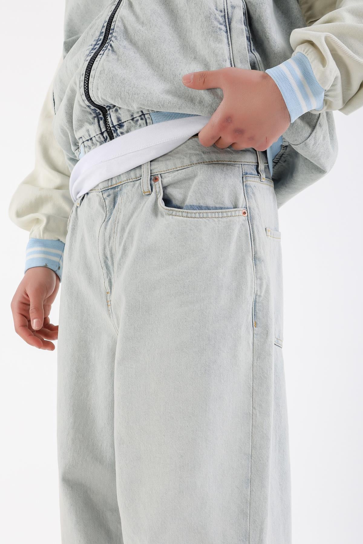 Açık Mavi Basic Bdg Baggy Jean Pantolon