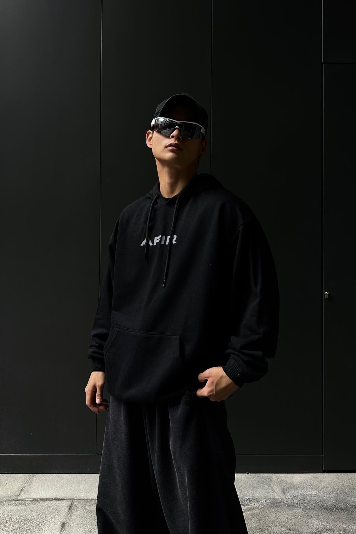 Afir David Baskılı Siyah Oversize Sweatshirt SW1053