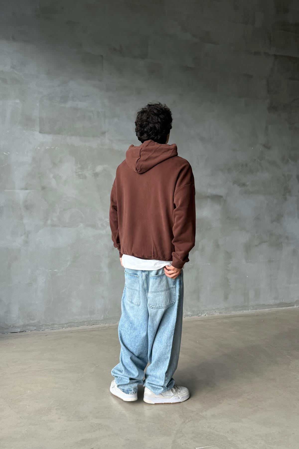 Ajobyola Baskılı Kahverengi Oversize Sweatshirt SR01