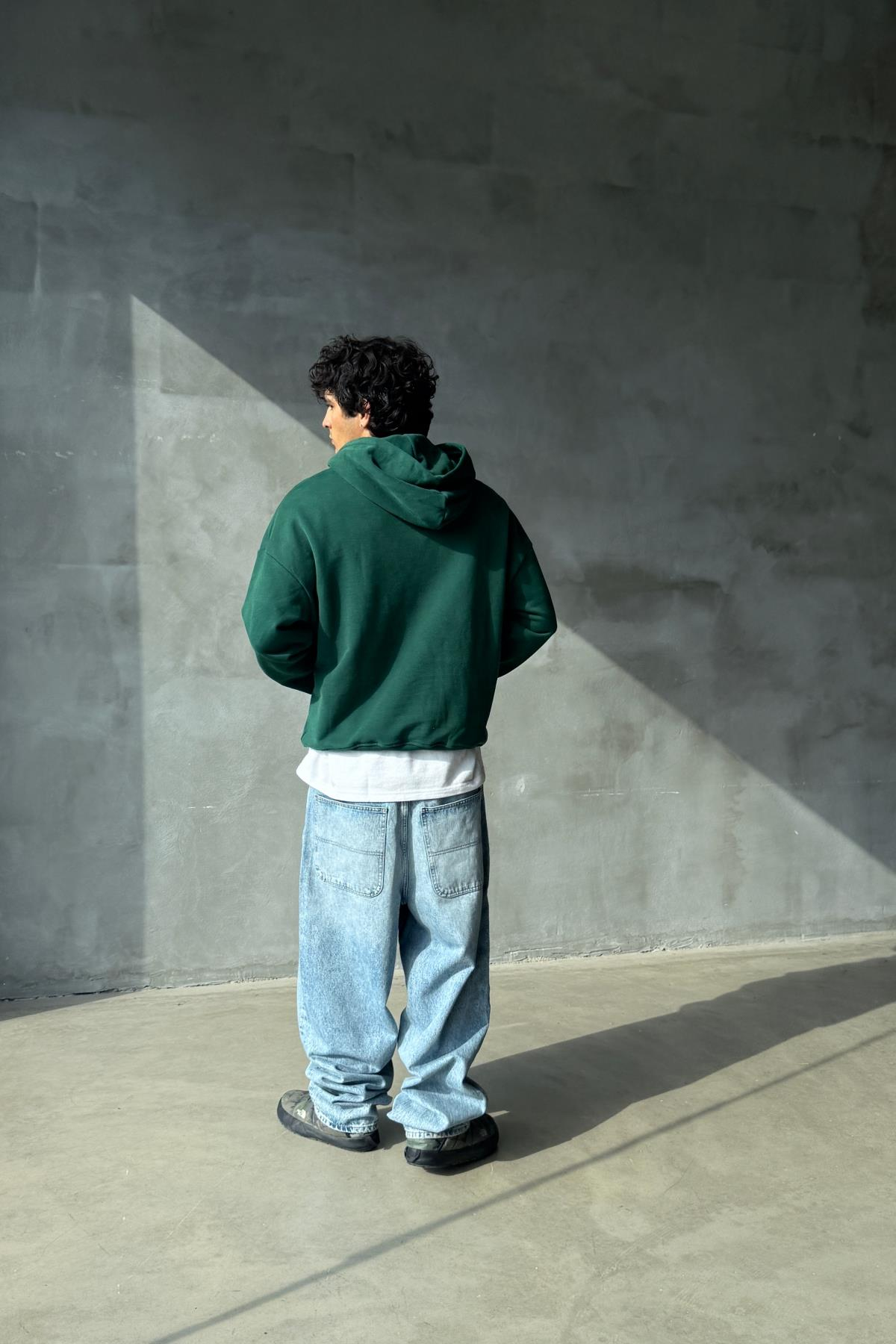 Ajobyola Baskılı Yeşil Oversize Sweatshirt SR01