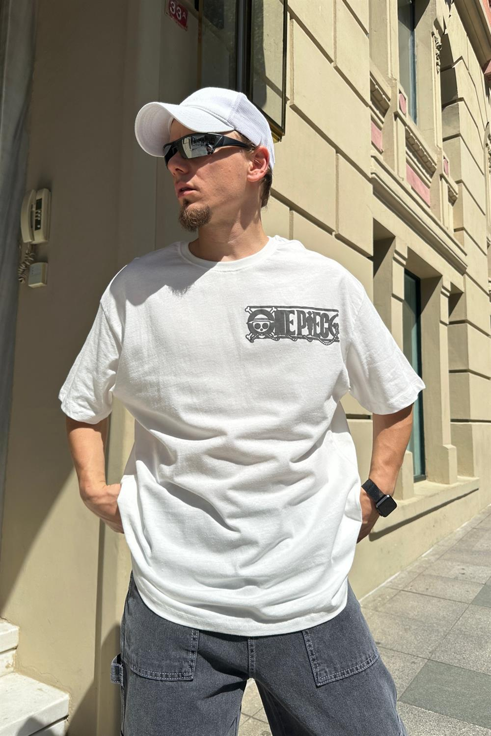 Anime Baskılı Krem Oversize Tshirt T841