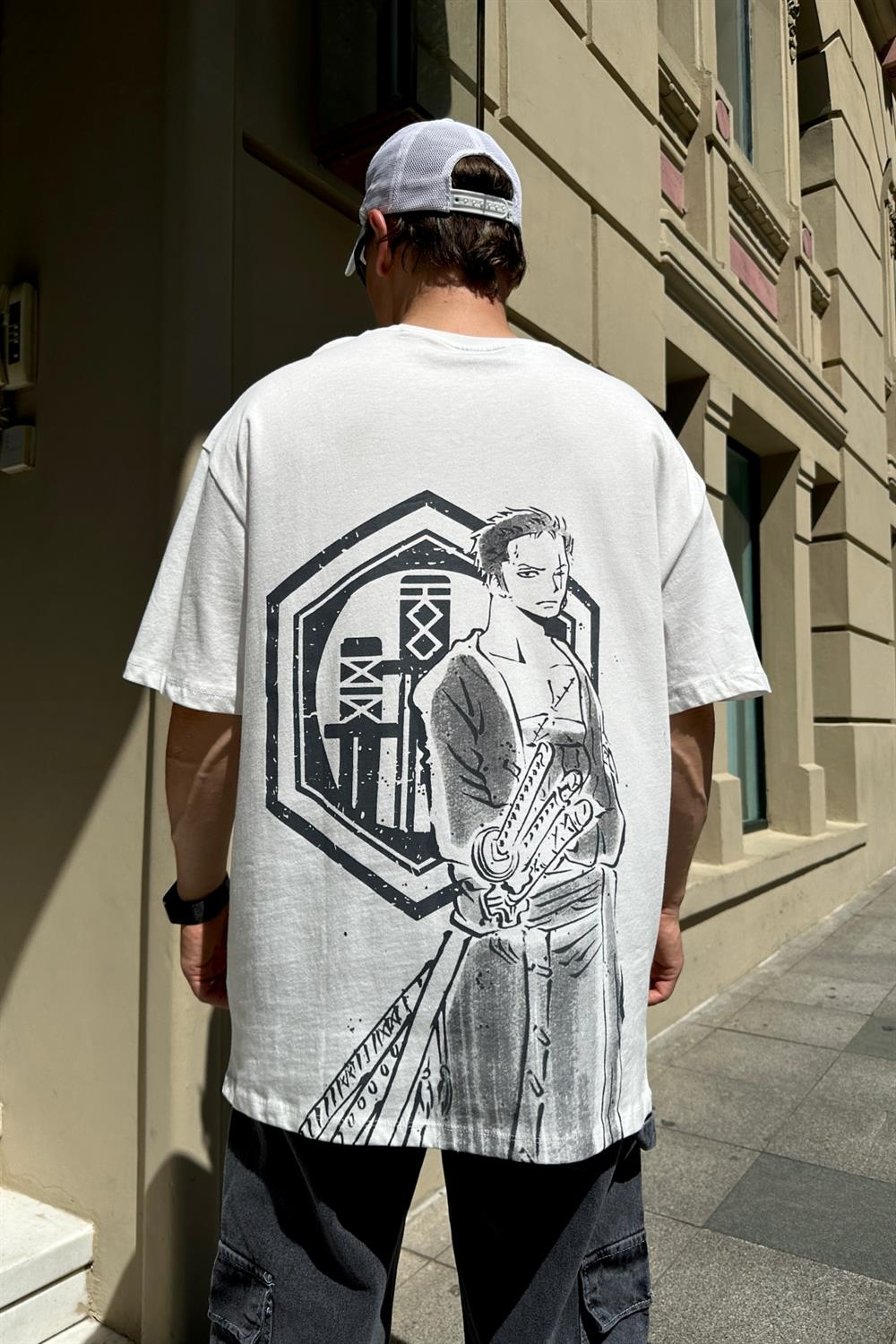Anime Baskılı Krem Oversize Tshirt T841
