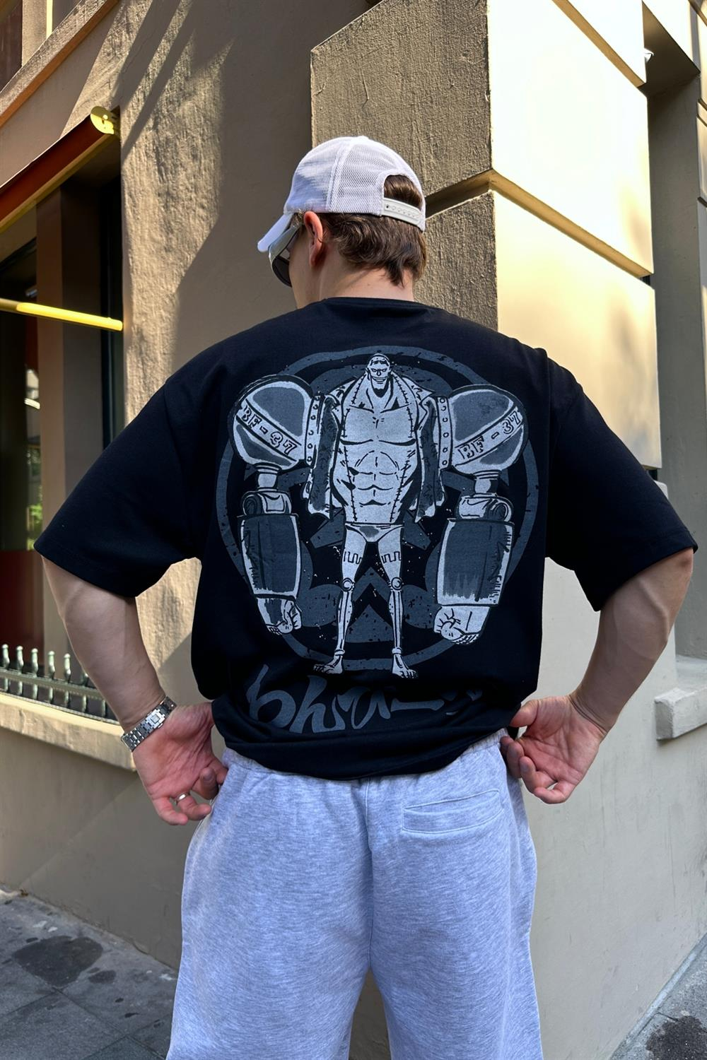 Anime Baskılı Siyah Oversize Tshirt T862
