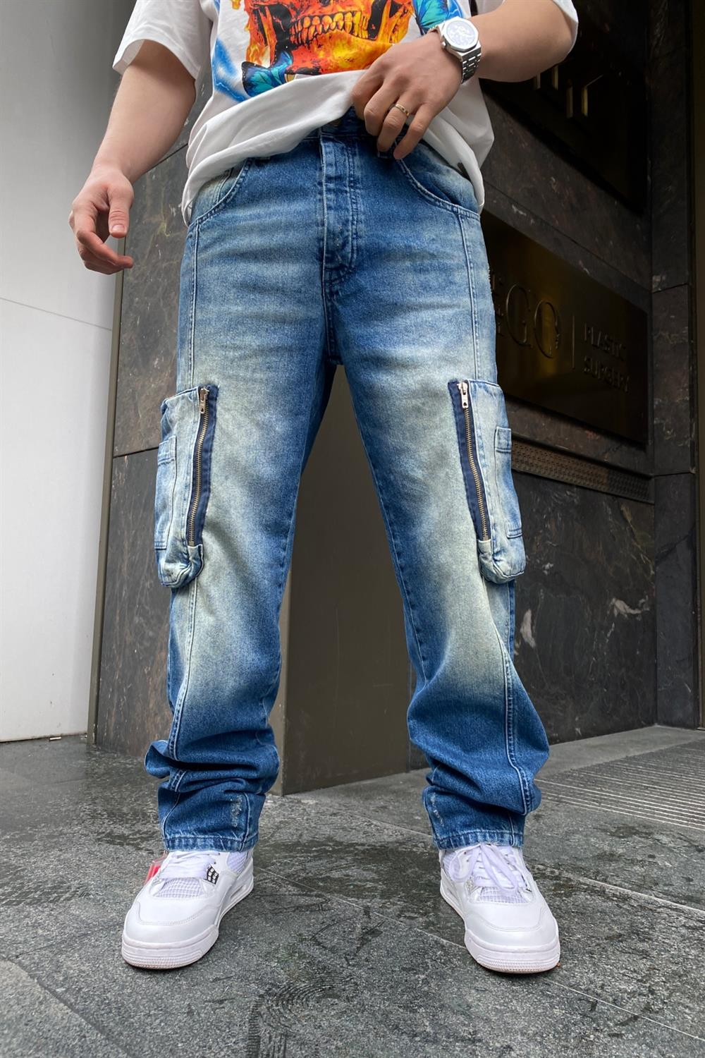 Asos Zipper Cep Detay Yıkamalı Jean P613