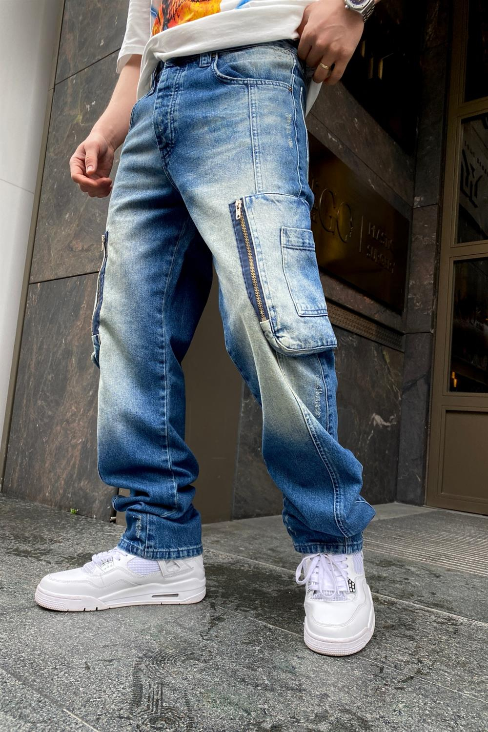 Asos Zipper Cep Detay Yıkamalı Jean P613