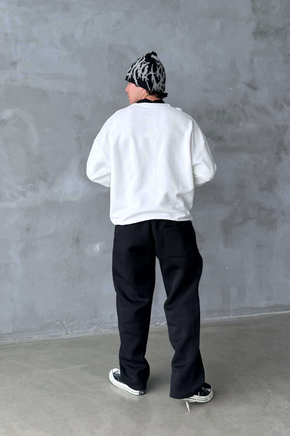 Athletic Baskılı Beyaz Oversize Sweatshirt SR01