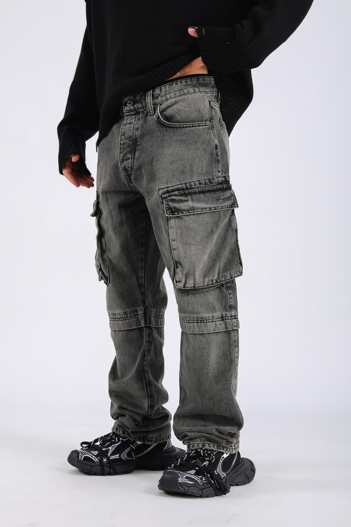 Baggy Cargo Jean - Dusty Blue P1093