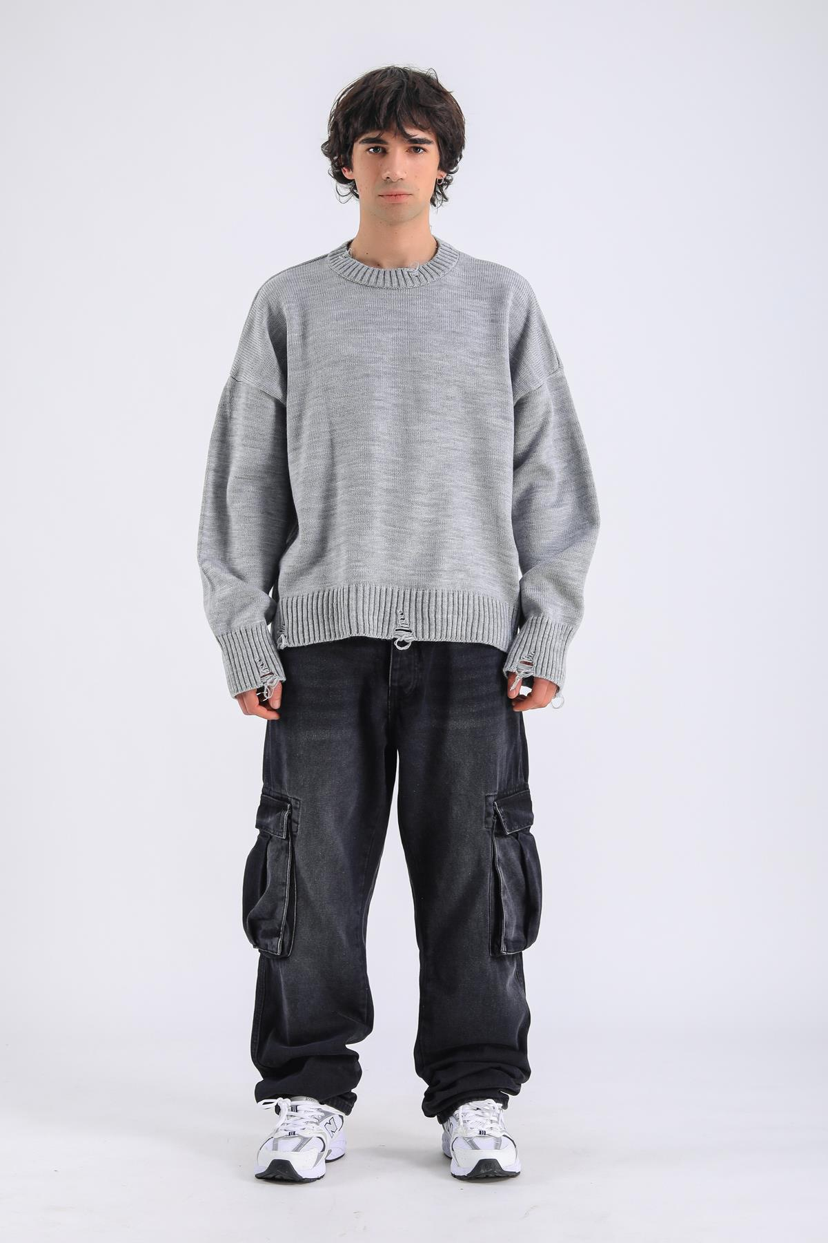 Baggy Cargo Jeans - Black P1095