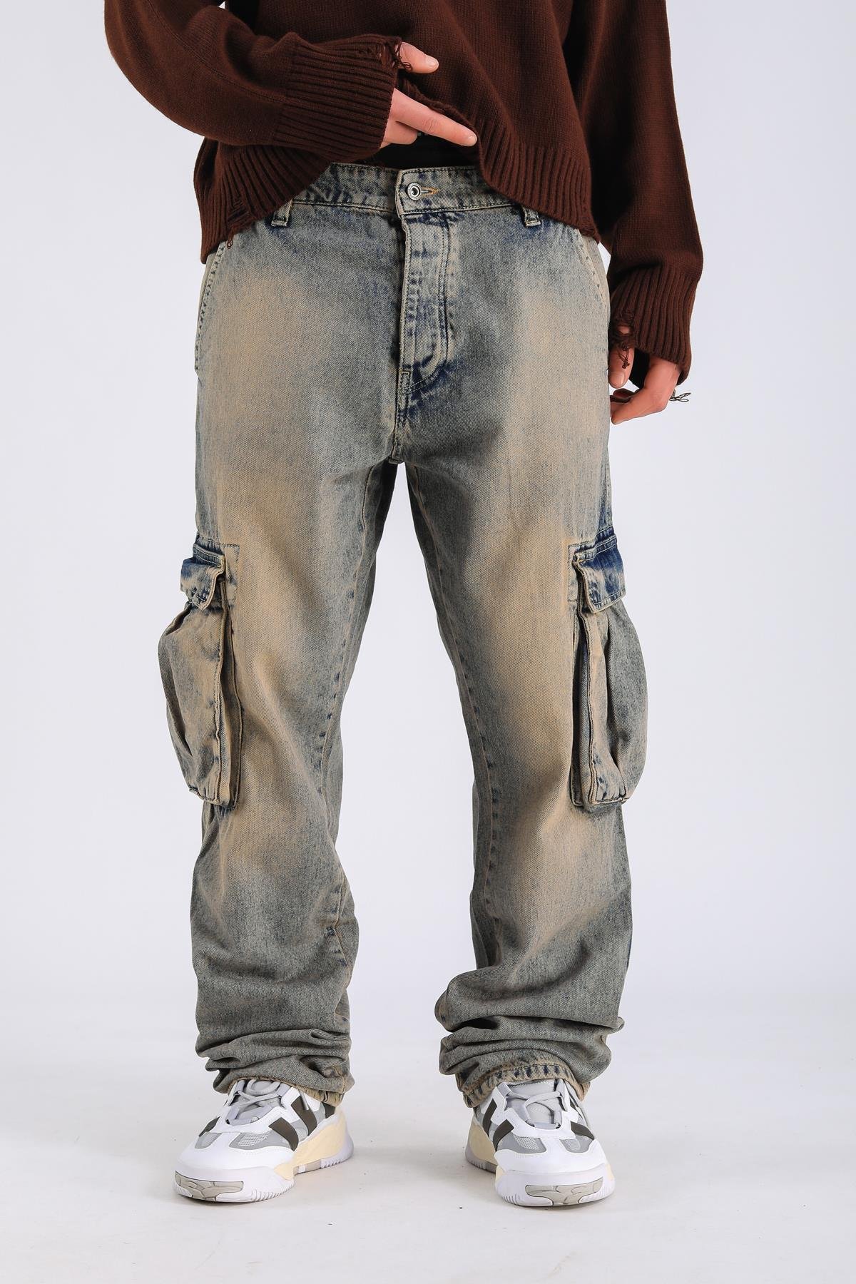 Baggy Cargo Jeans - Brown P1094
