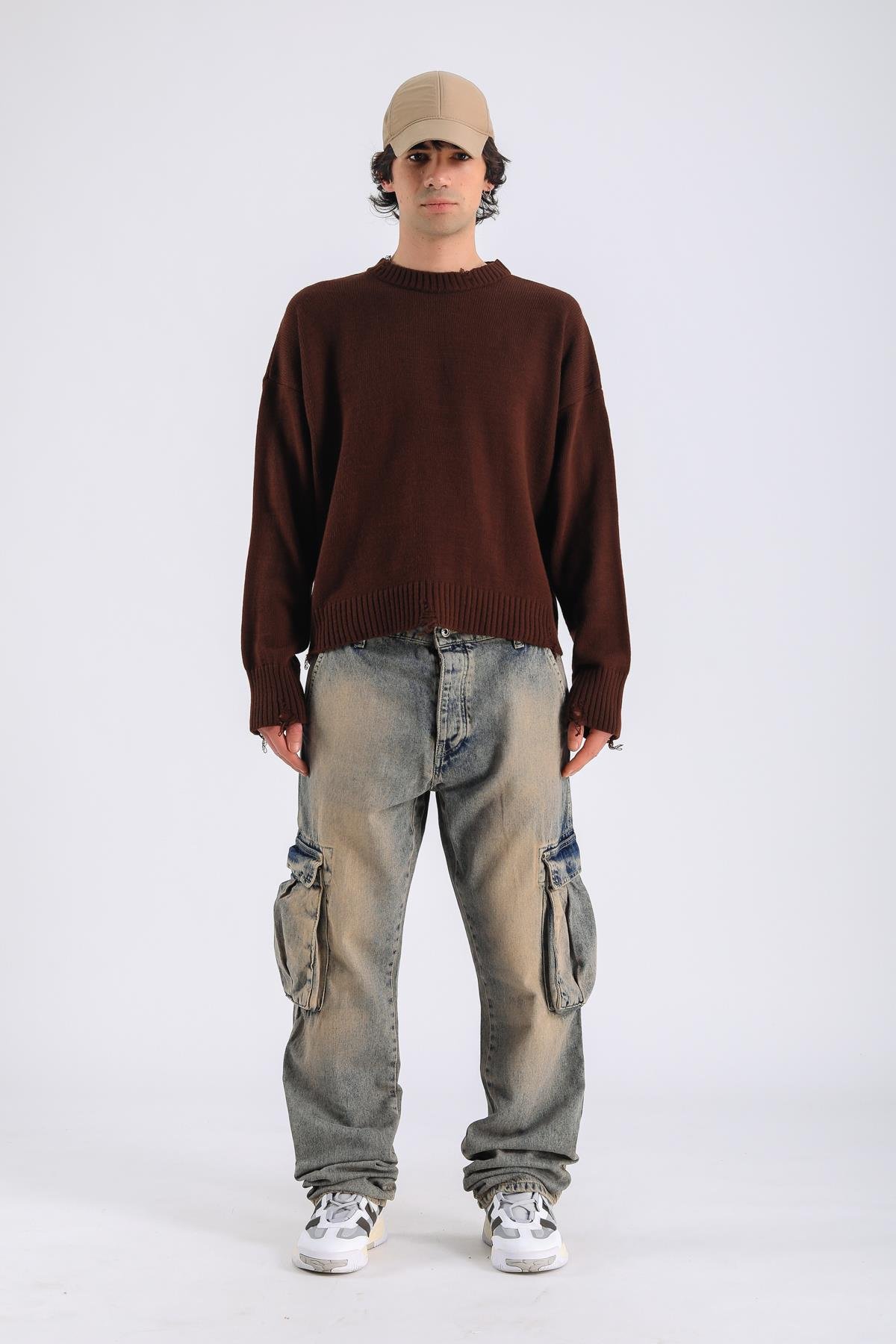 Baggy Cargo Jeans - Brown P1094