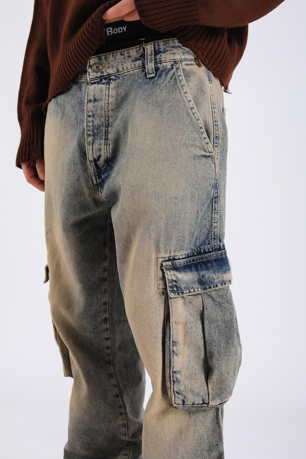 Baggy Cargo Jeans - Brown P1094