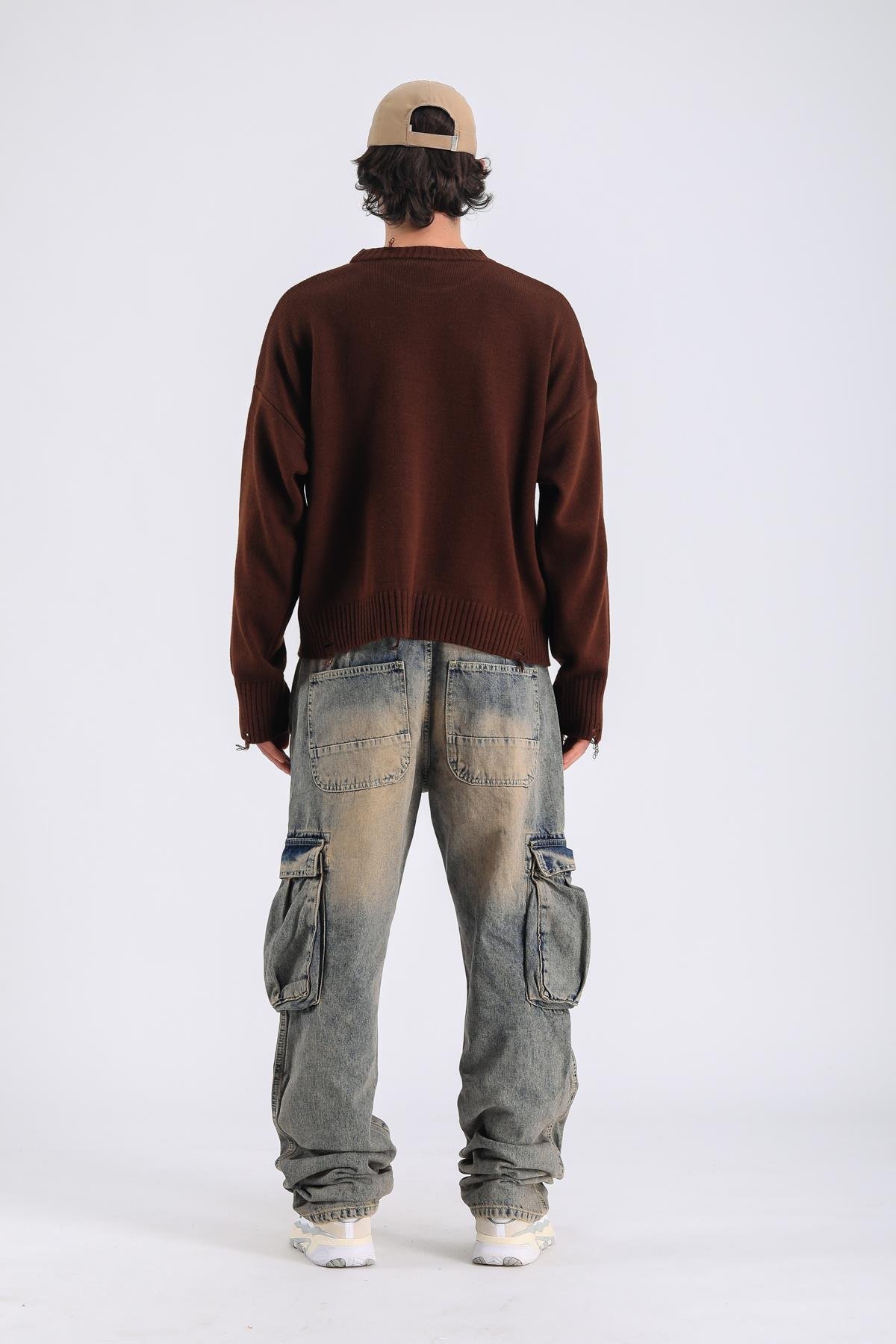 Baggy Cargo Jeans - Brown P1094