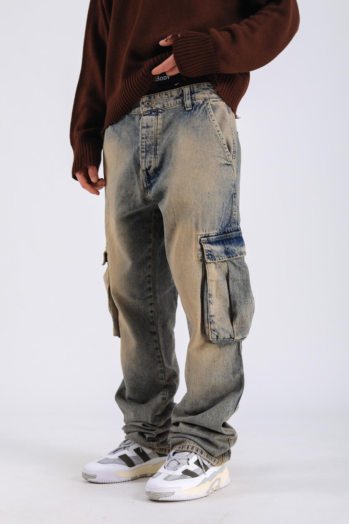 Baggy Cargo Jeans - Brown P1094