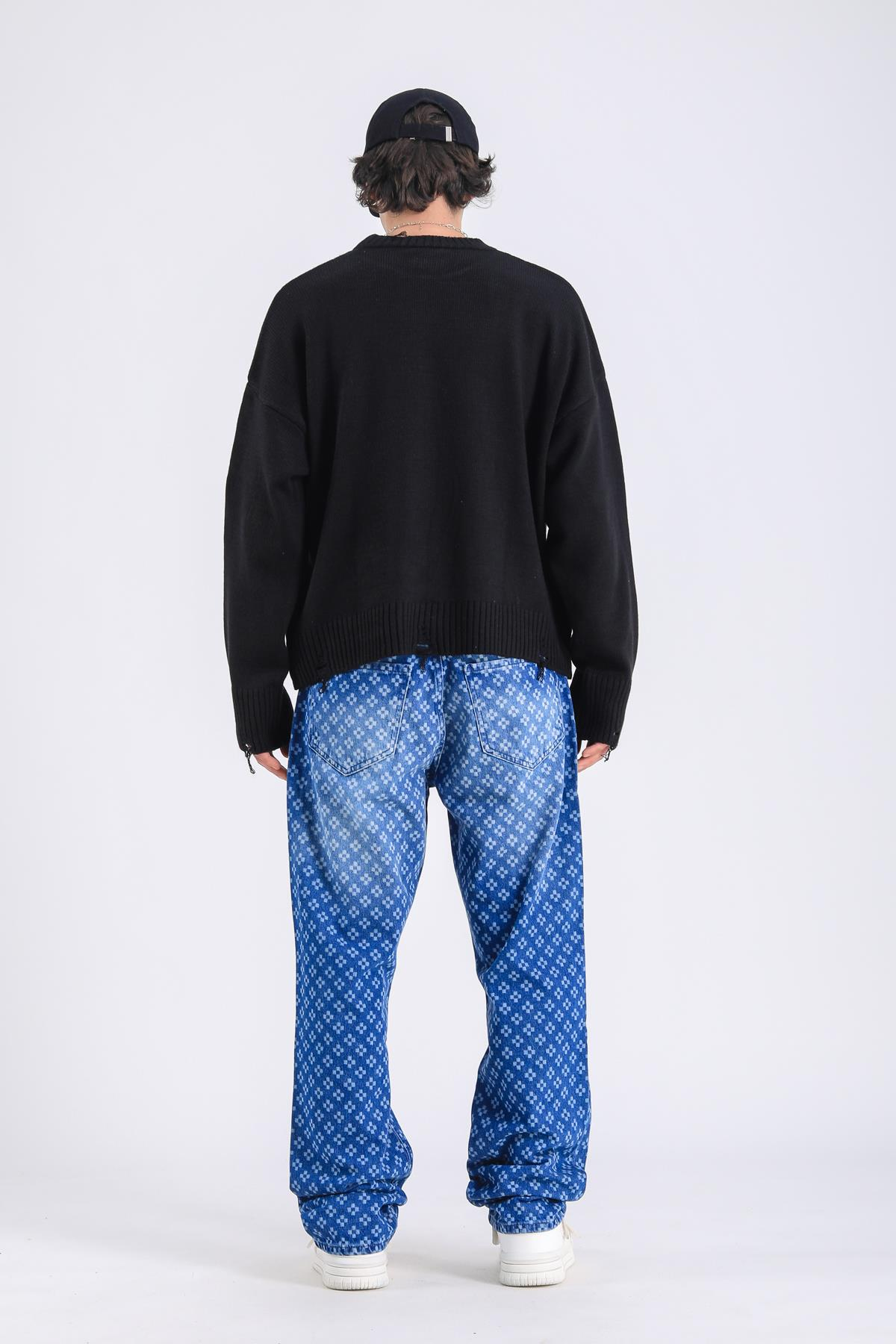 Baggy Embroidered Jean - Blue  P1075