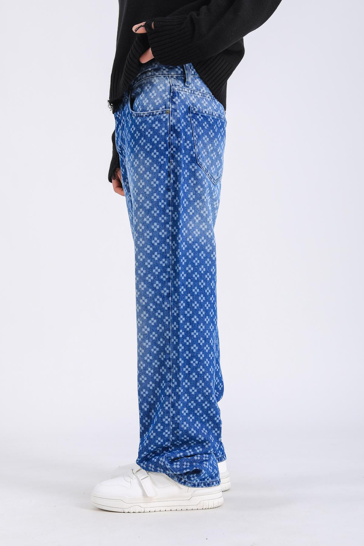 Baggy Embroidered Jean - Blue  P1075
