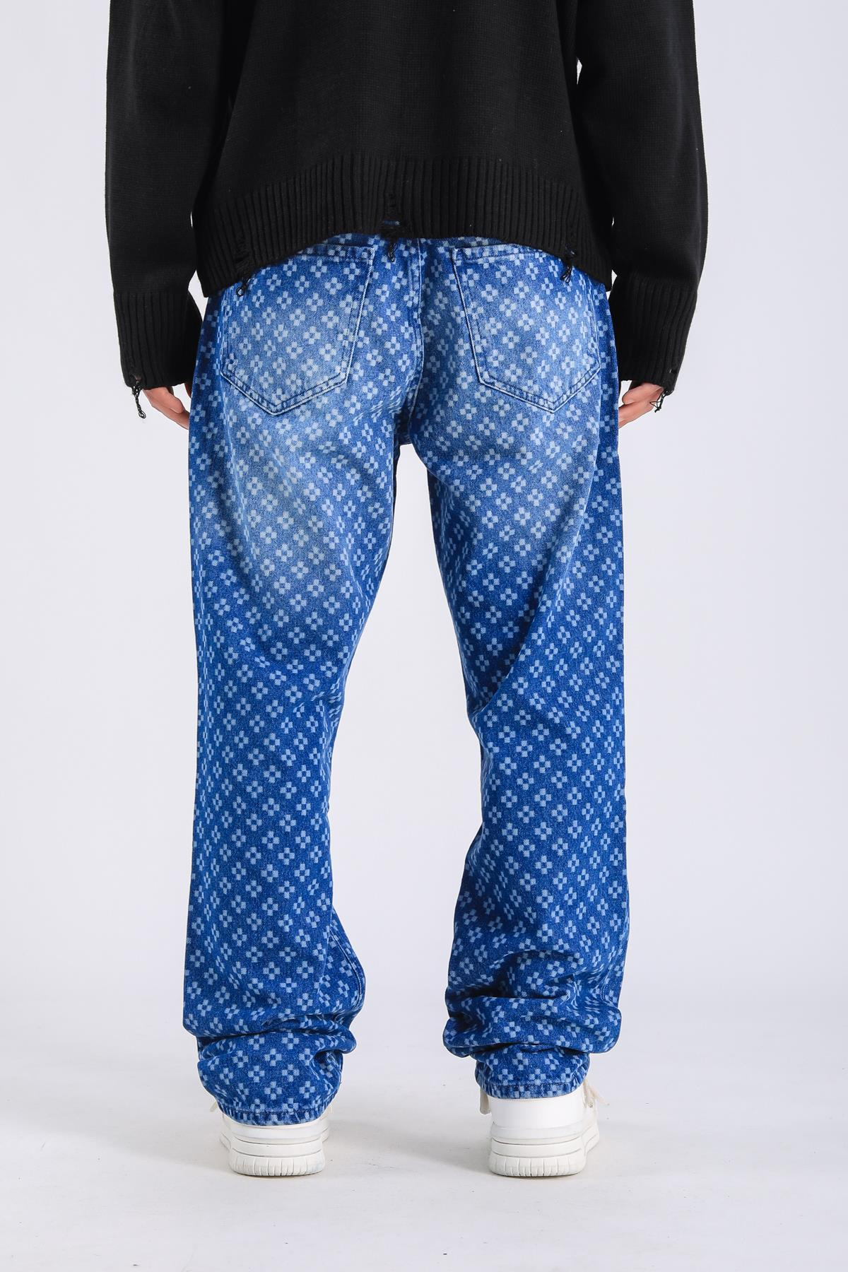 Baggy Embroidered Jean - Blue  P1075