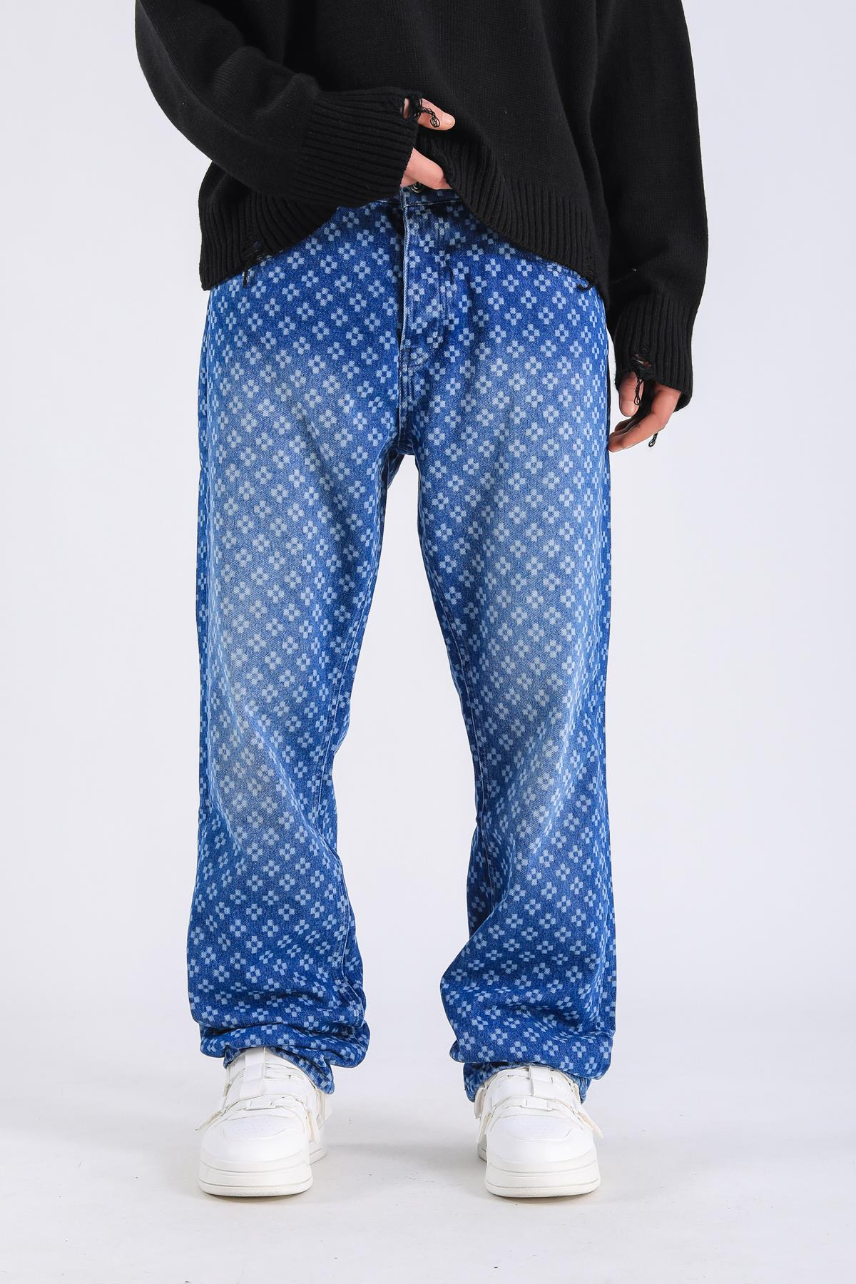 Baggy Embroidered Jean - Blue  P1075