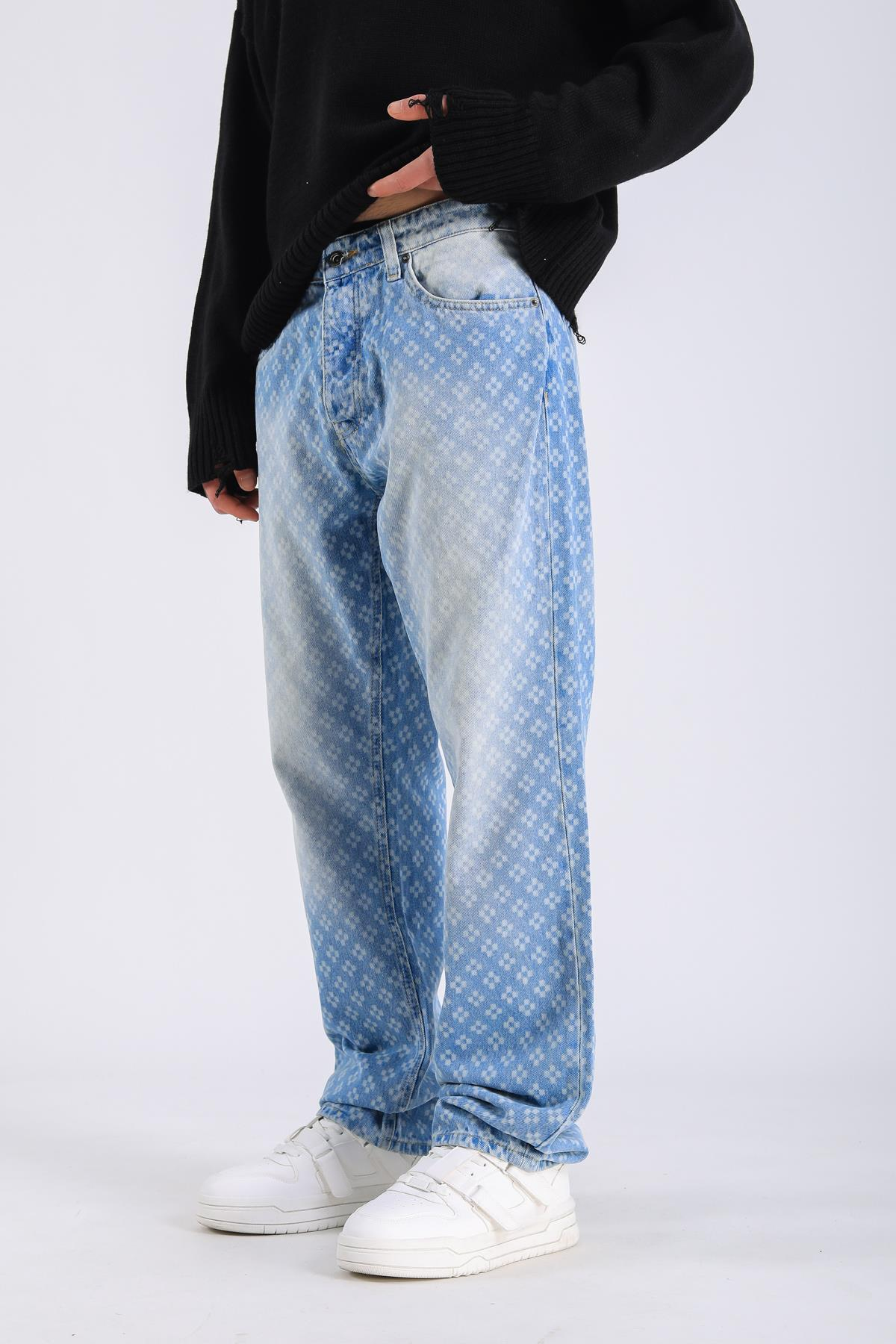 Baggy Embroidered Jean - Light blue P1077