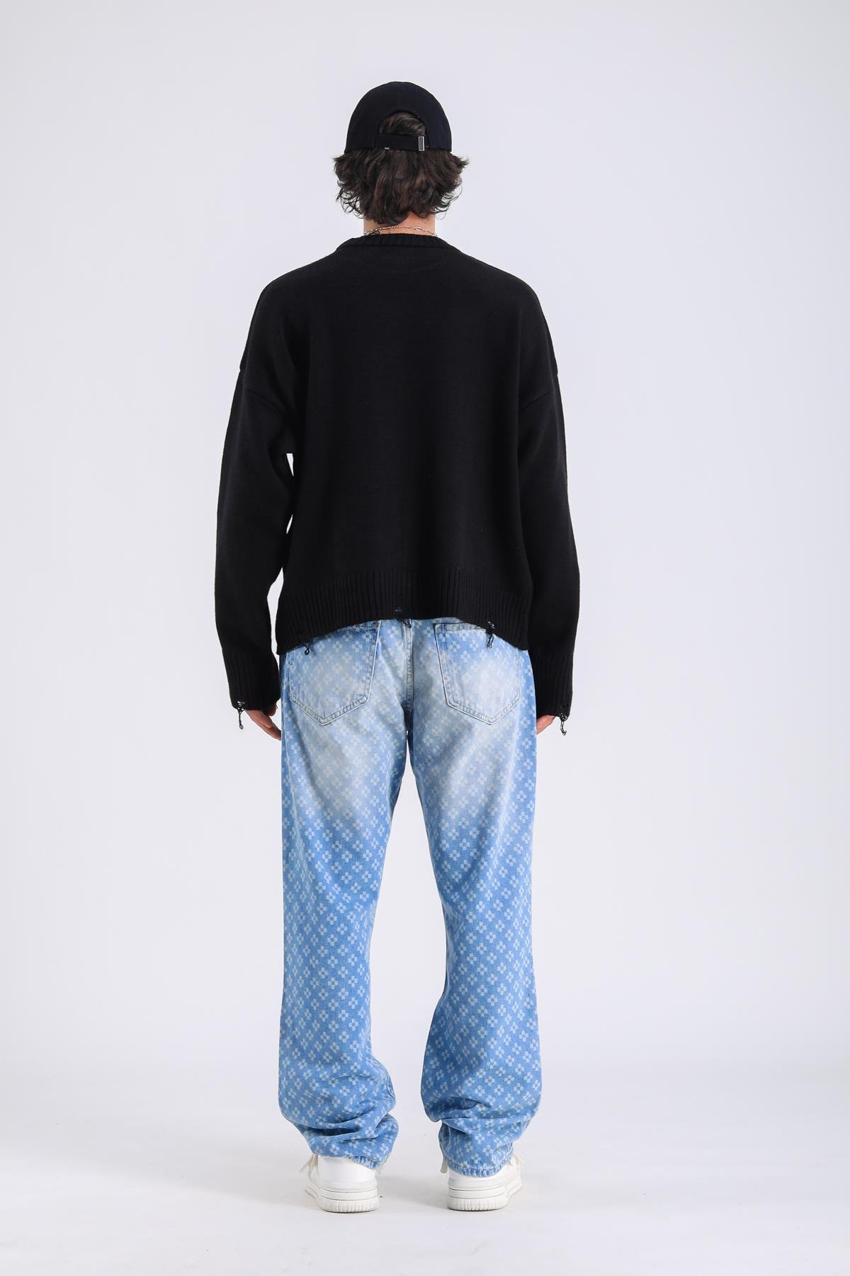 Baggy Embroidered Jean - Light blue P1077