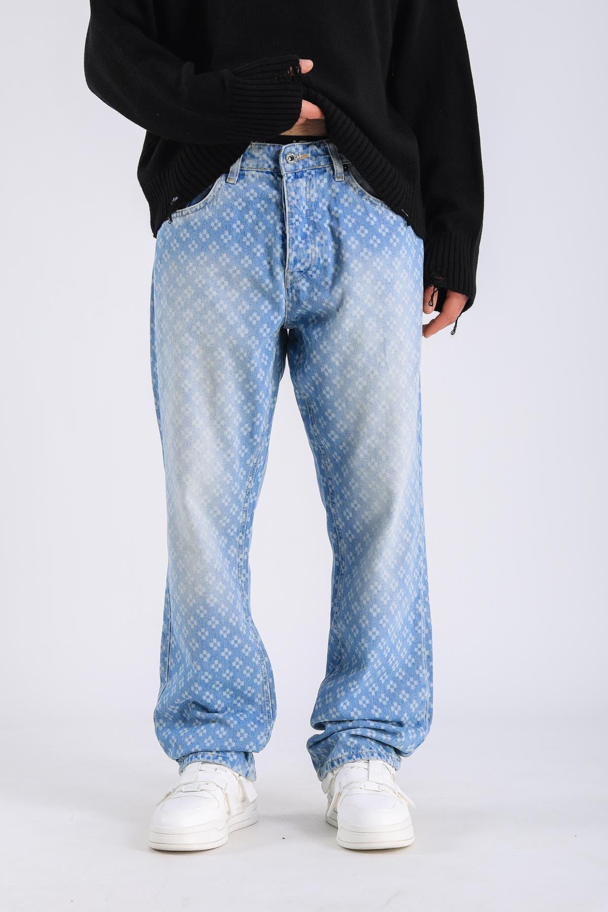 Baggy Embroidered Jean - Light blue P1077