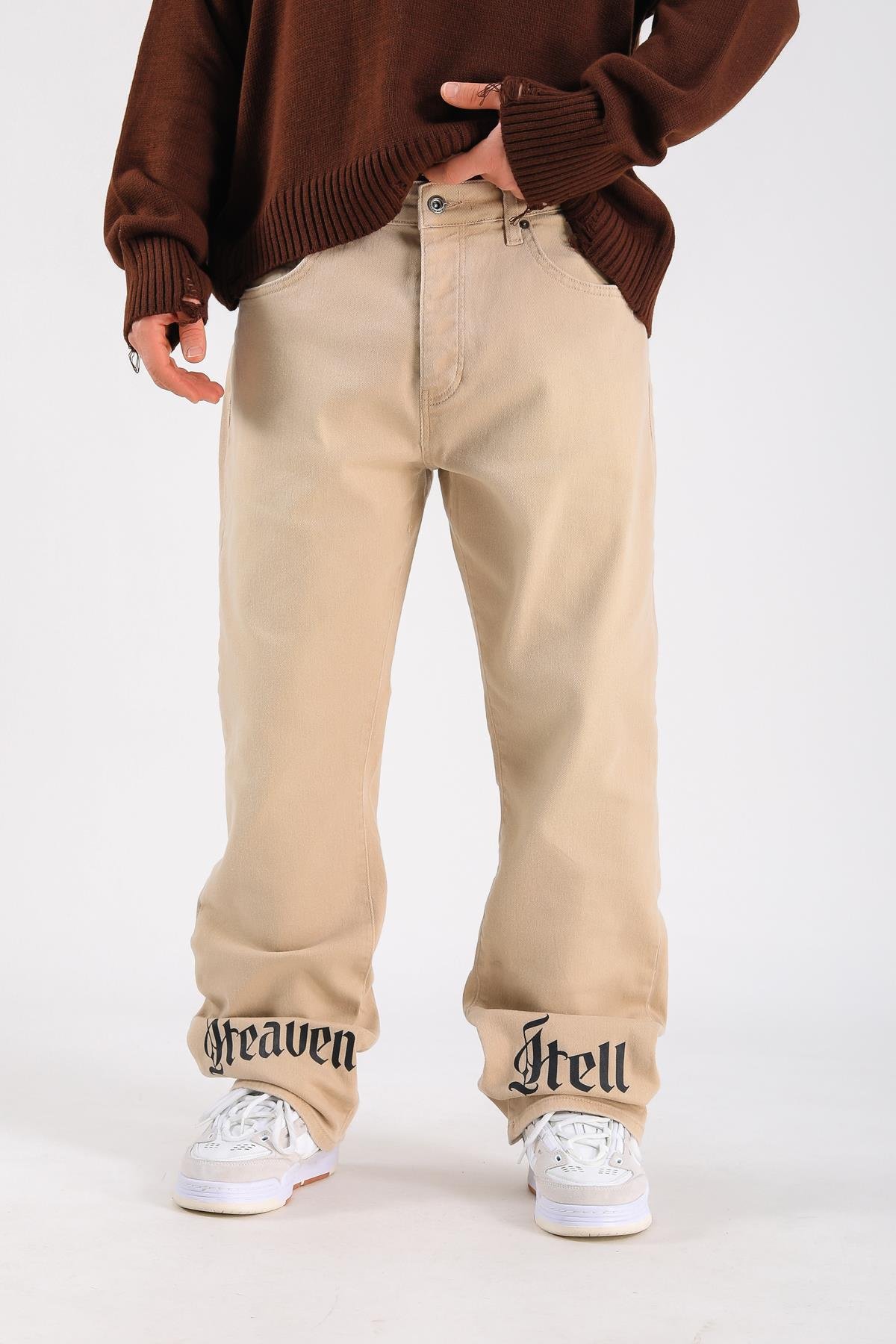 Baggy Heaven Hell Jean - Beige P1067