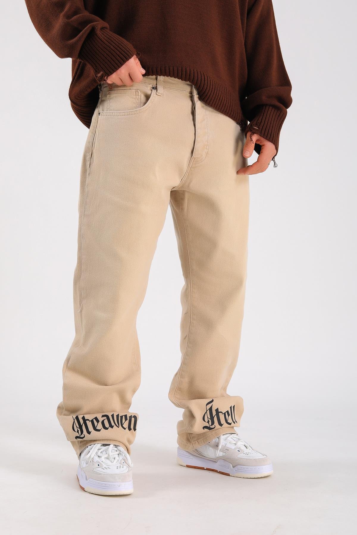 Baggy Heaven Hell Jean - Beige P1067