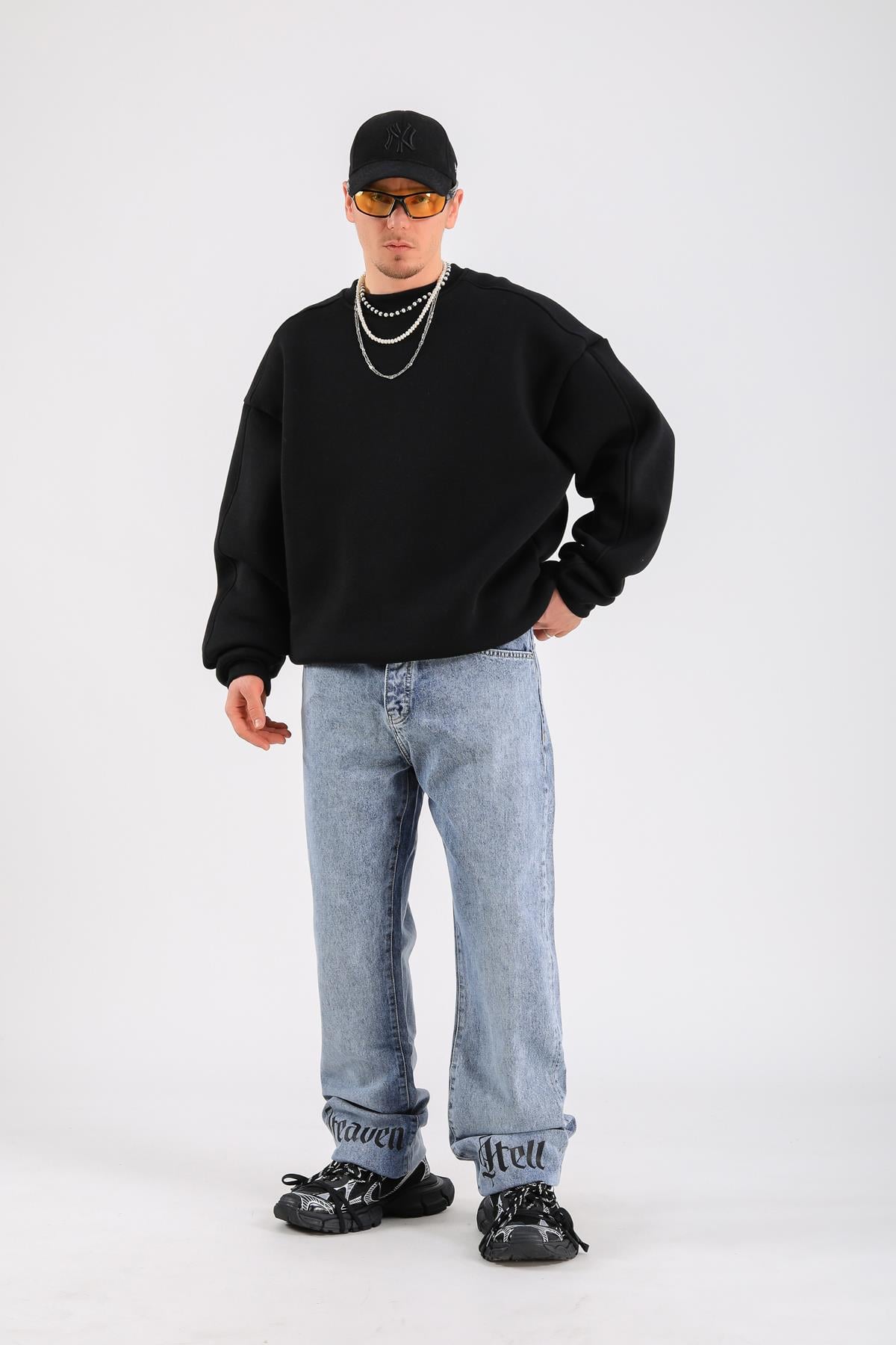 Baggy Heaven Hell Jean - Blue P1070