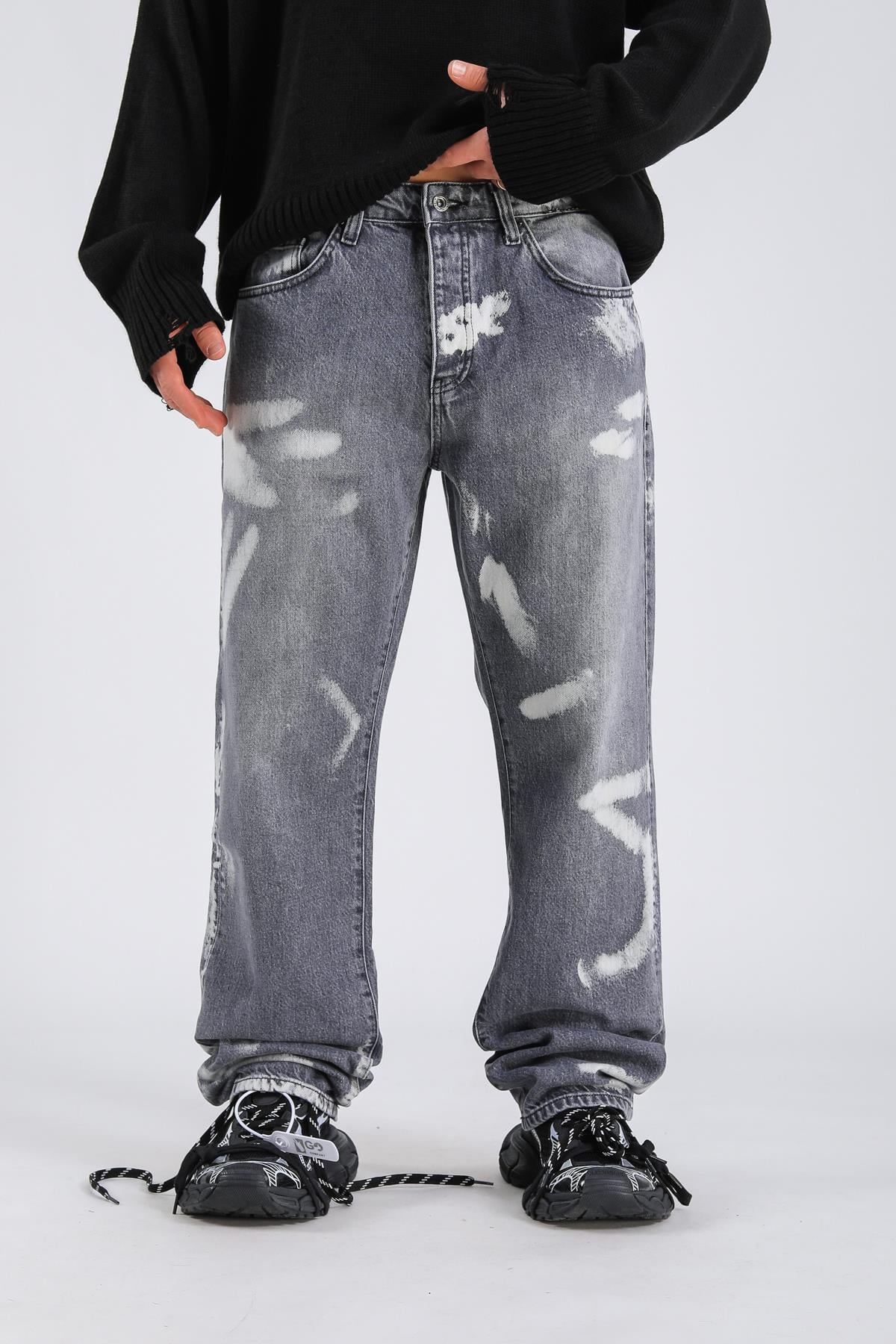 Baggy Partly Dyed Jean - Anthracite  P1068