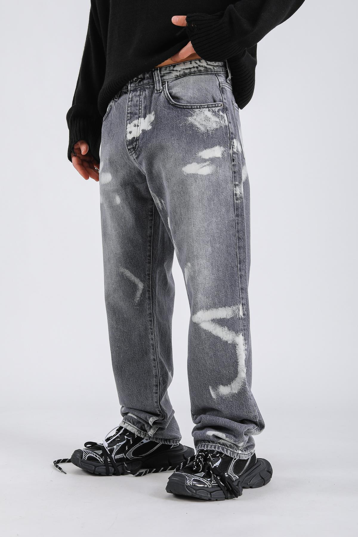 Baggy Partly Dyed Jean - Anthracite  P1068