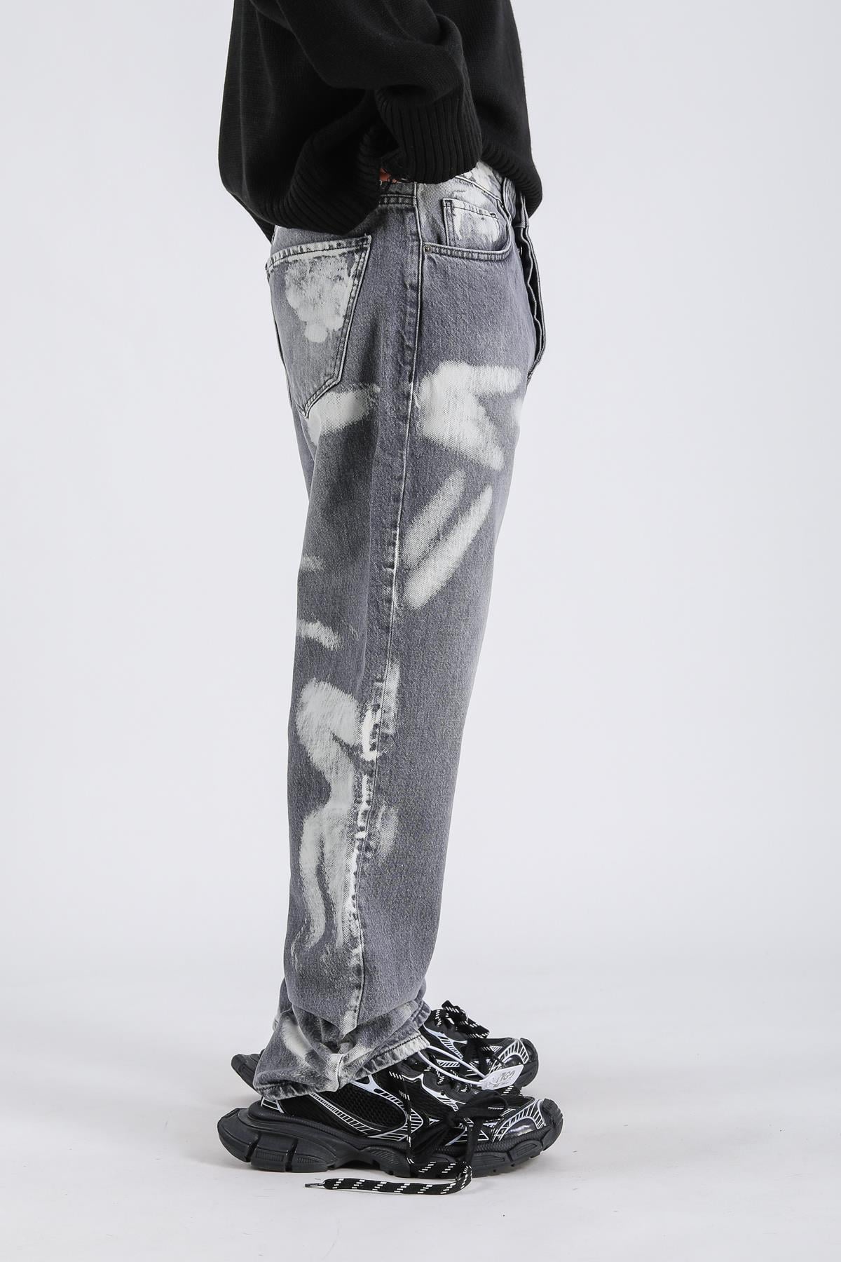 Baggy Partly Dyed Jean - Anthracite  P1068