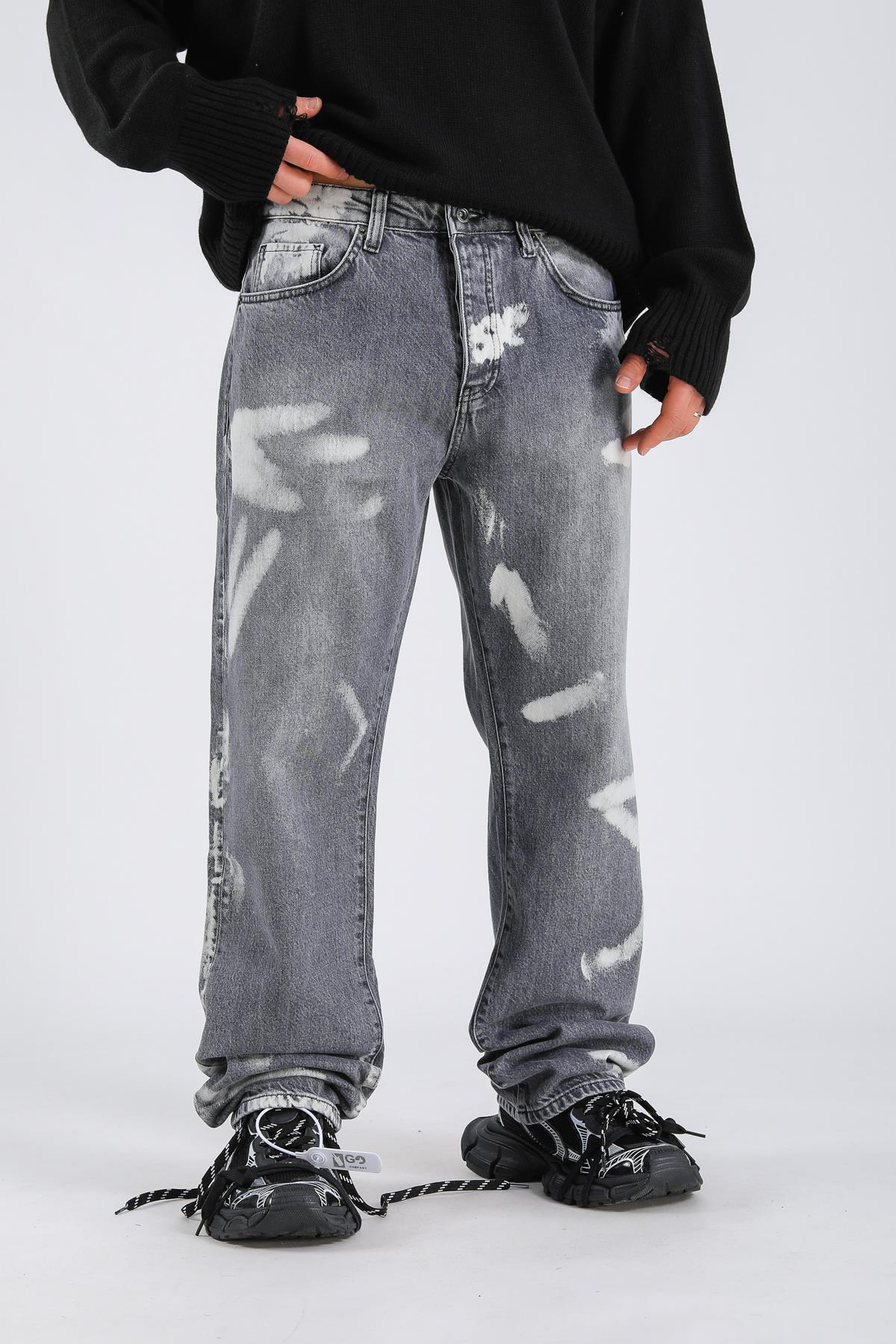 Baggy Partly Dyed Jean - Anthracite  P1068