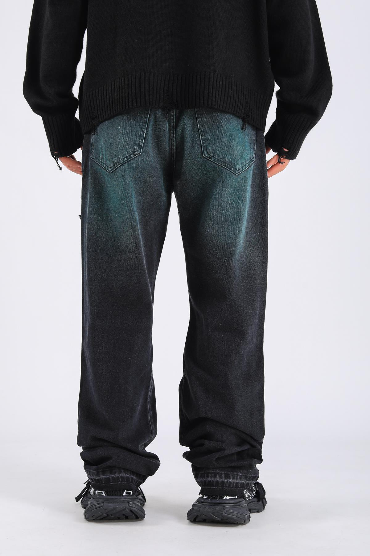 Baggy Torn Jeans - Black P1104