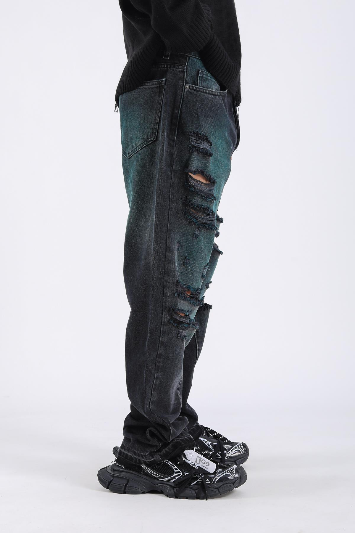 Baggy Torn Jeans - Black P1104