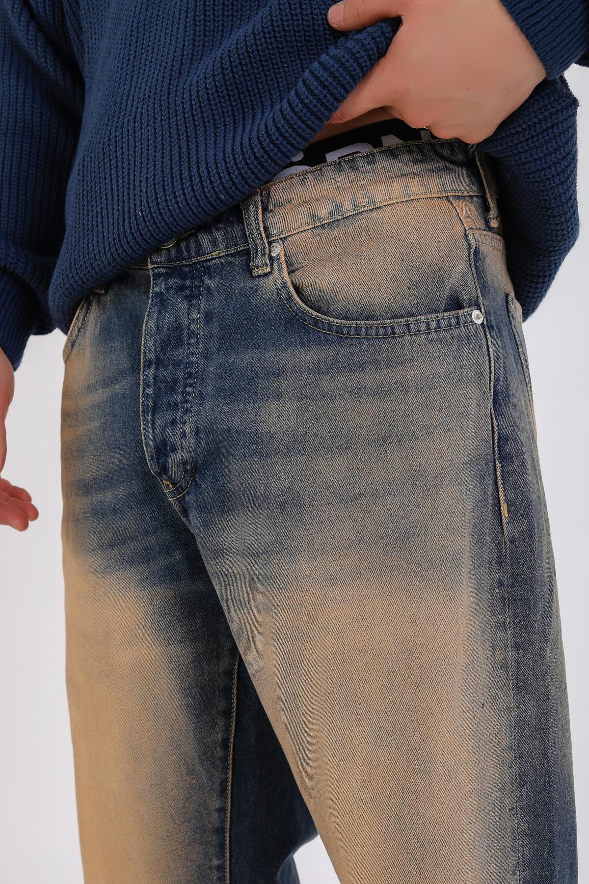 Baggy Torn Washed Jean - Ochre P1122