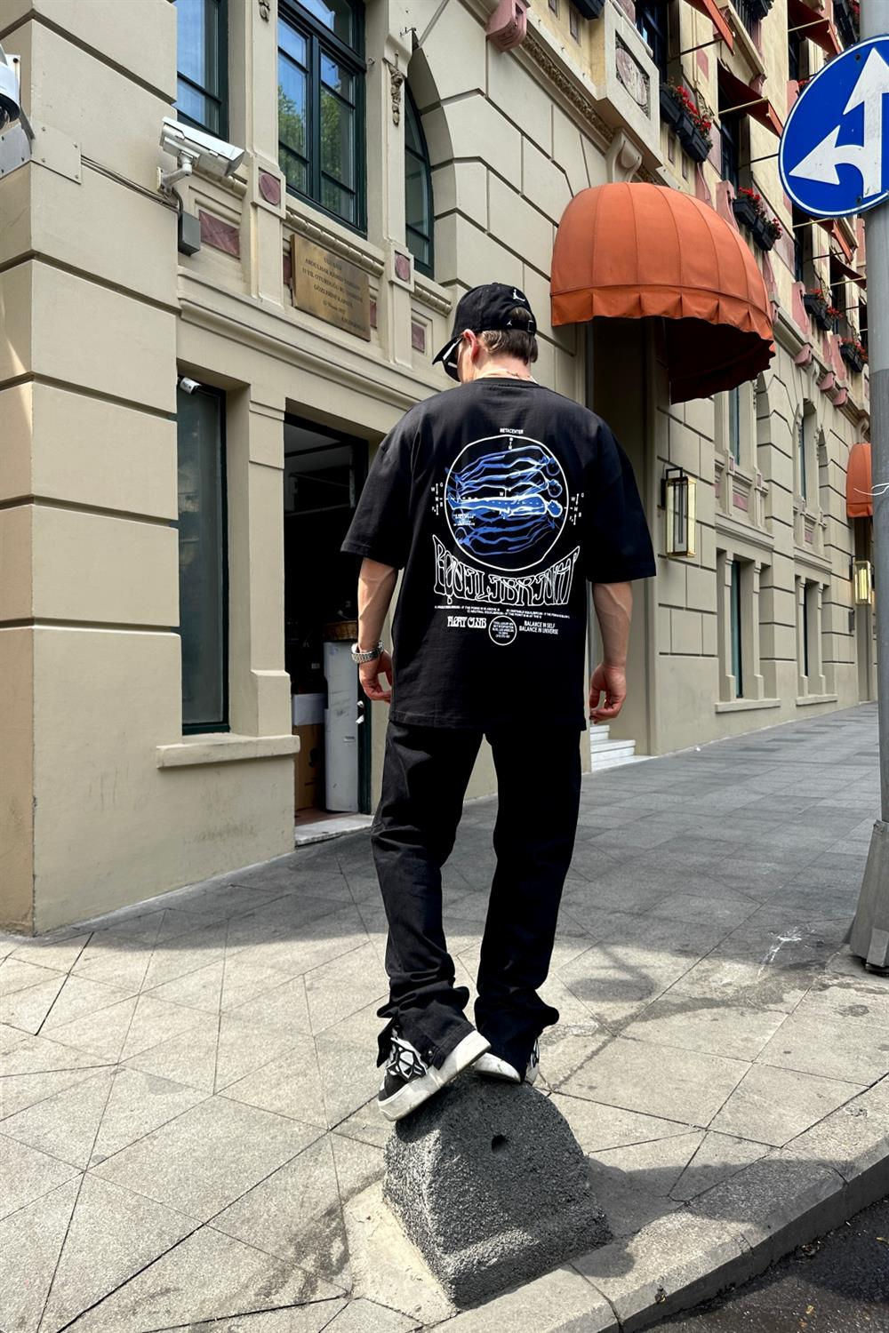 Balance Siyah Baskılı Oversize Tshirt T755