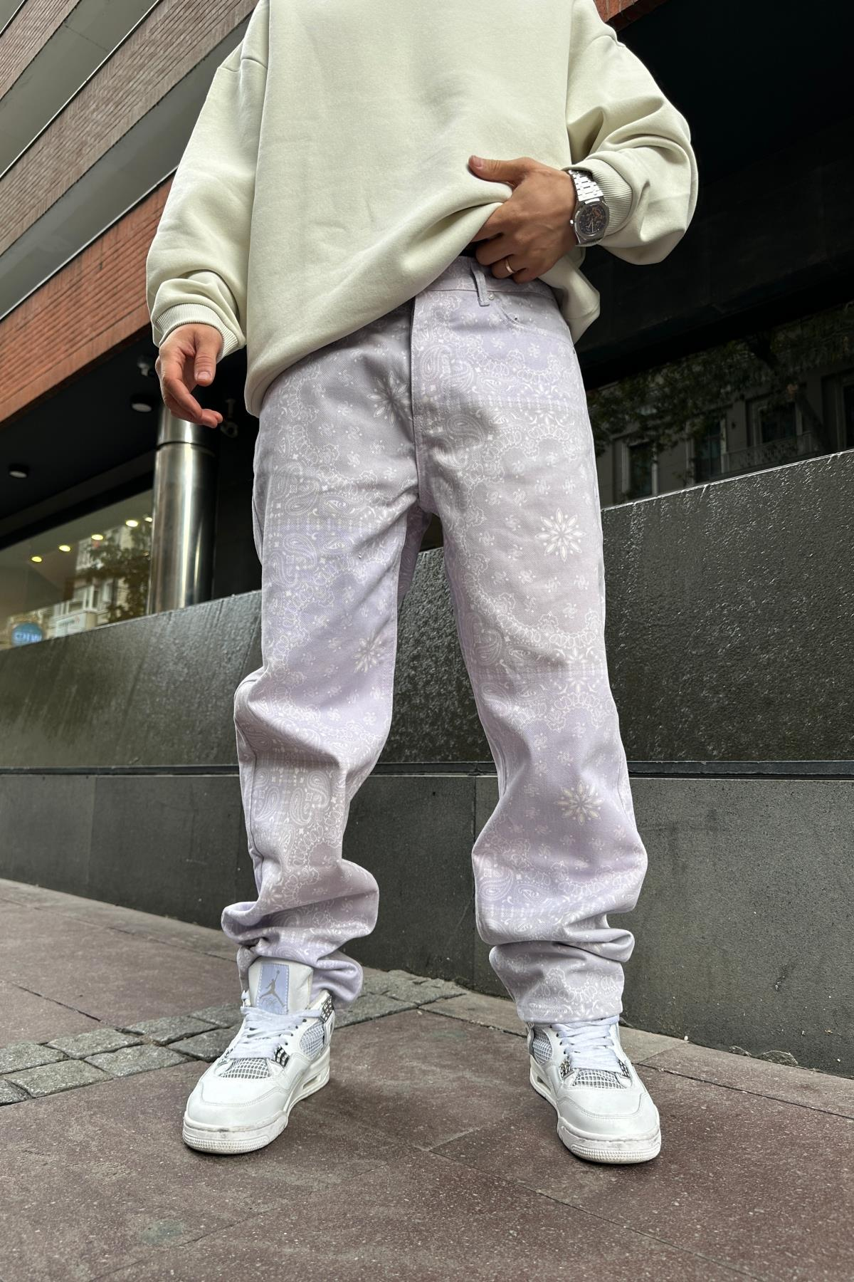 Bandana Desen İnce Kumaş Jean Pantolon P829