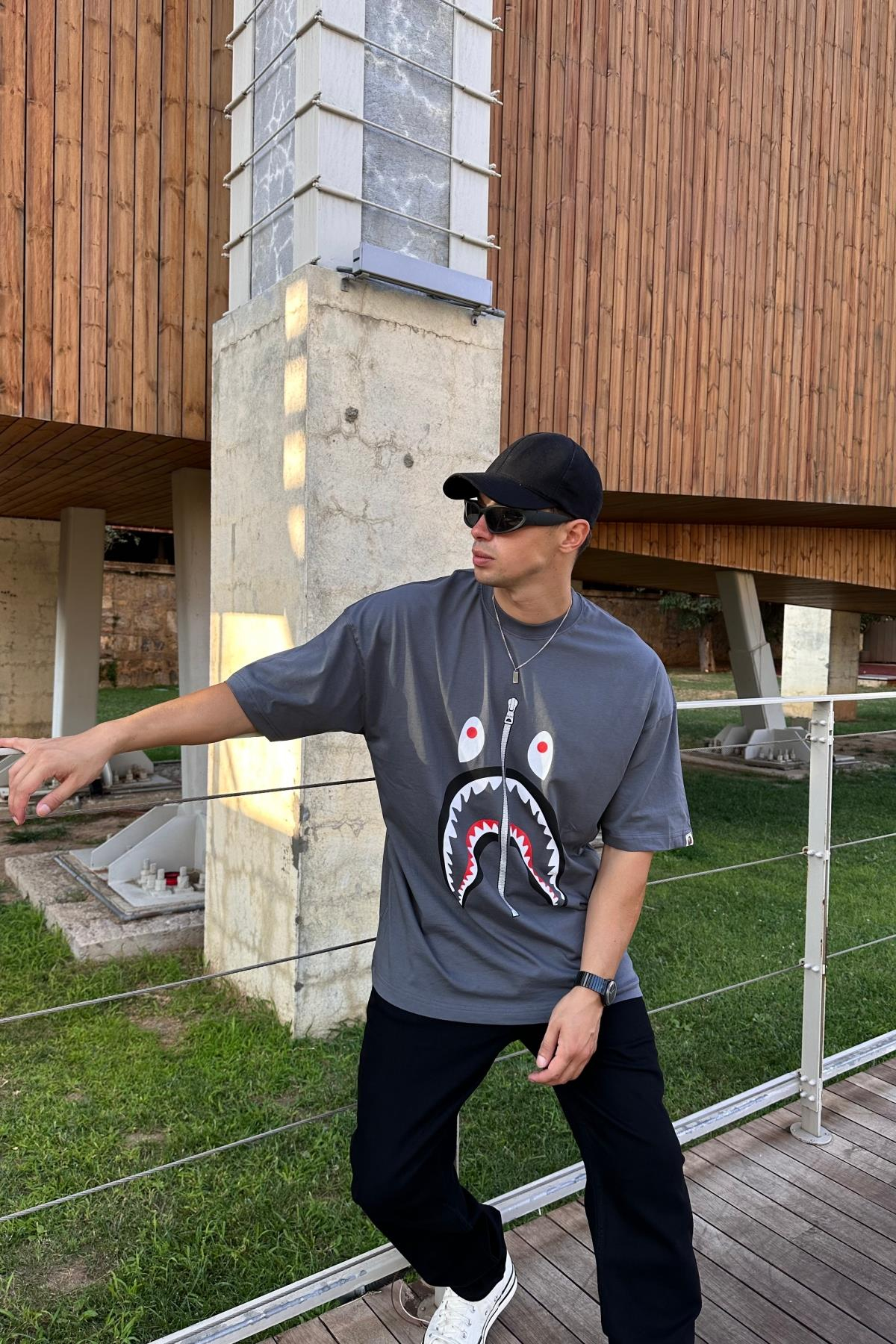 Bape Baskılı Füme Oversize Tshirt T1176