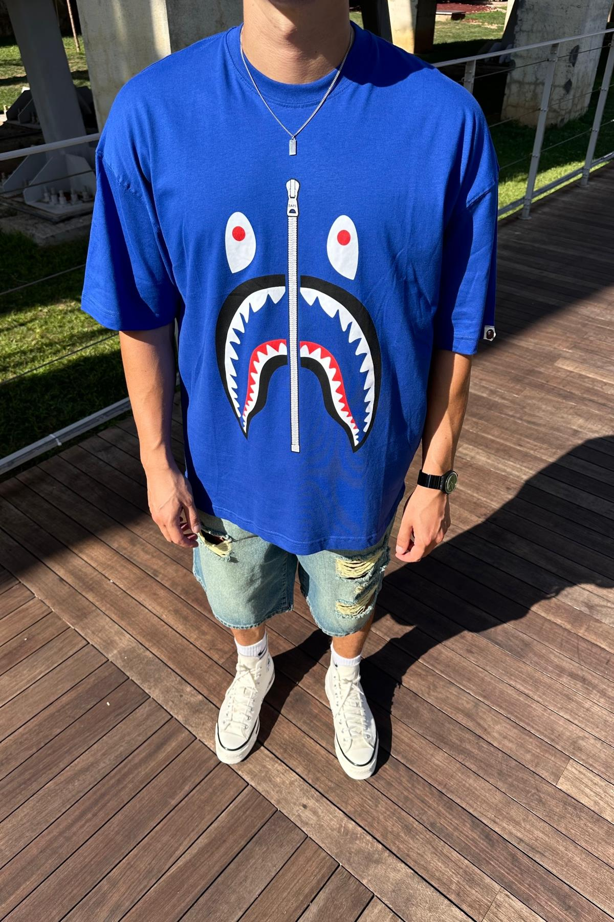 Bape Baskılı Mavi Oversize Tshirt T1178