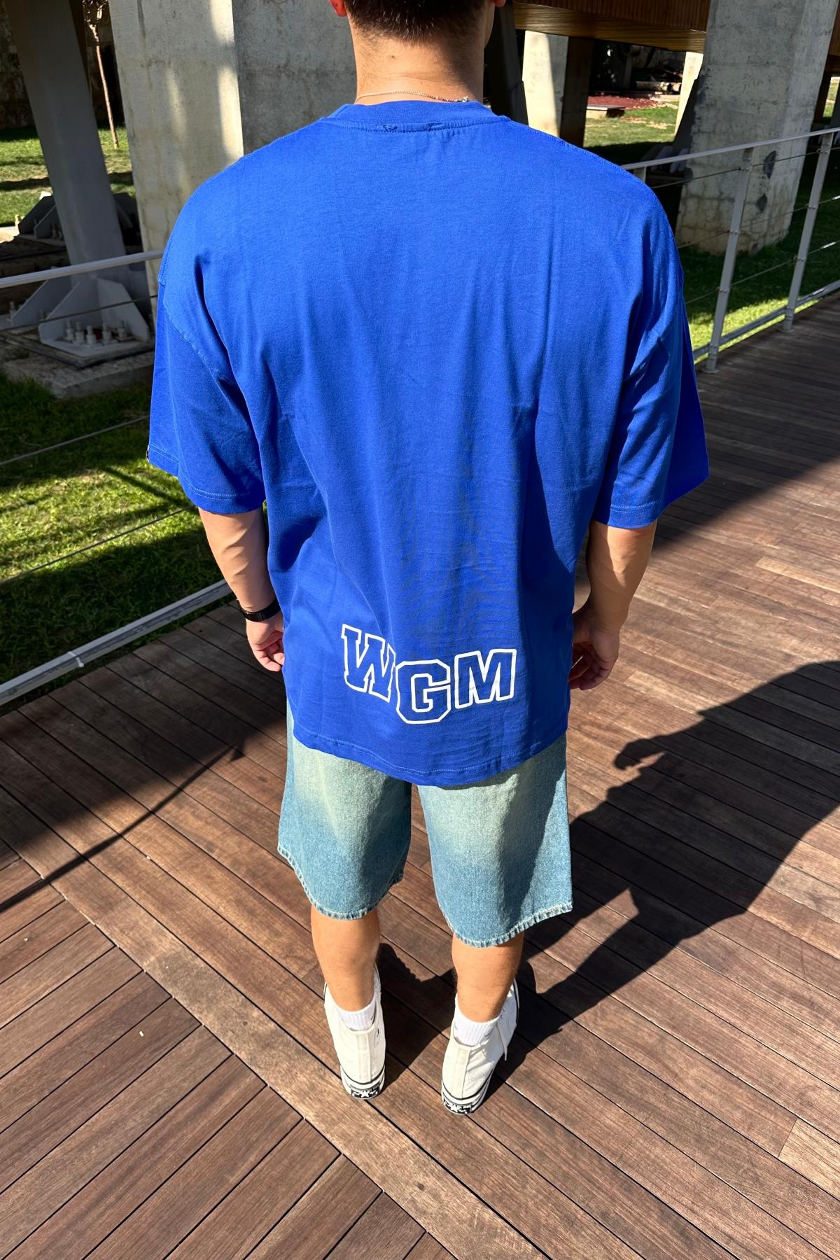 Bape Baskılı Mavi Oversize Tshirt T1178