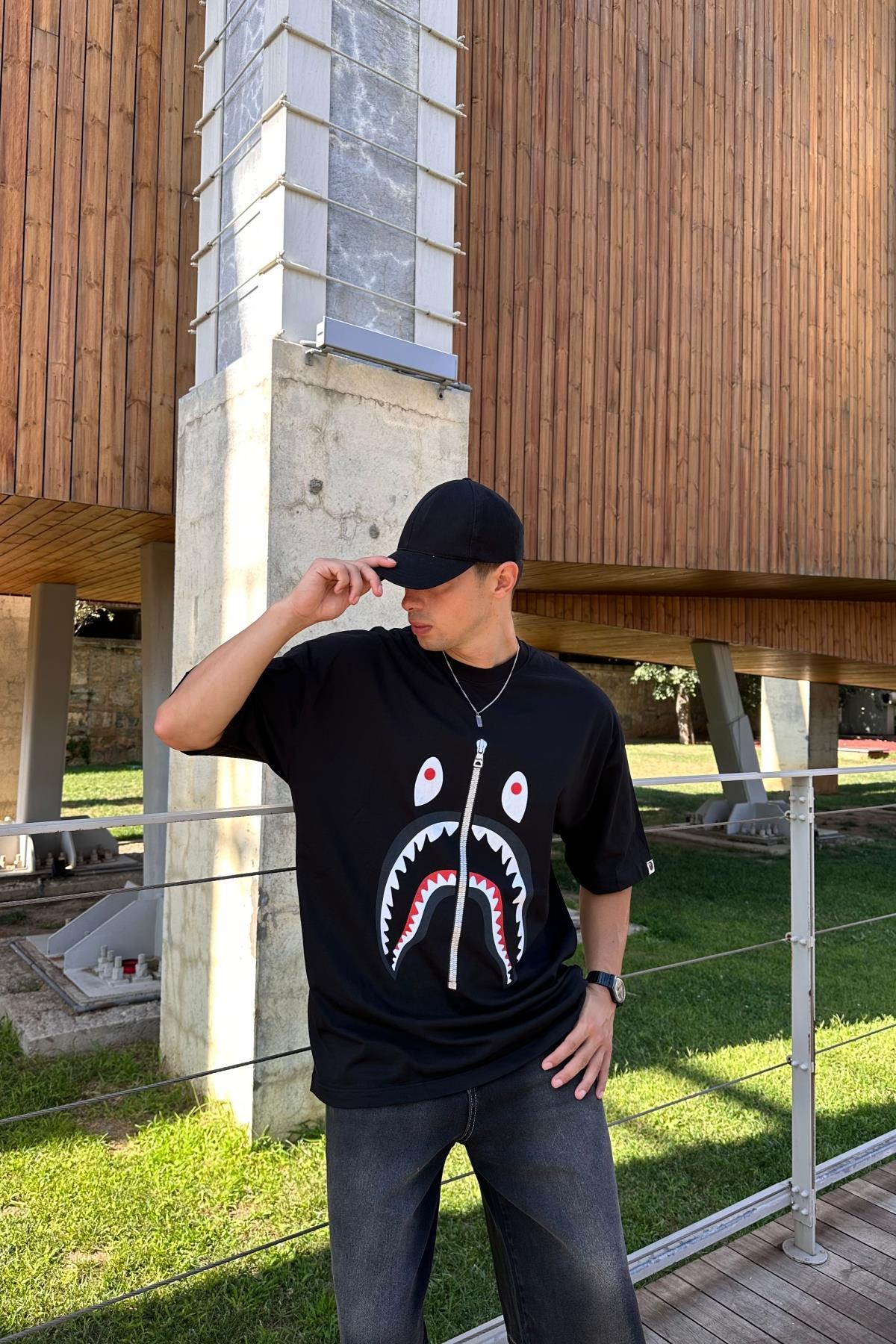 Bape Baskılı Siyah Oversize Tshirt T1179