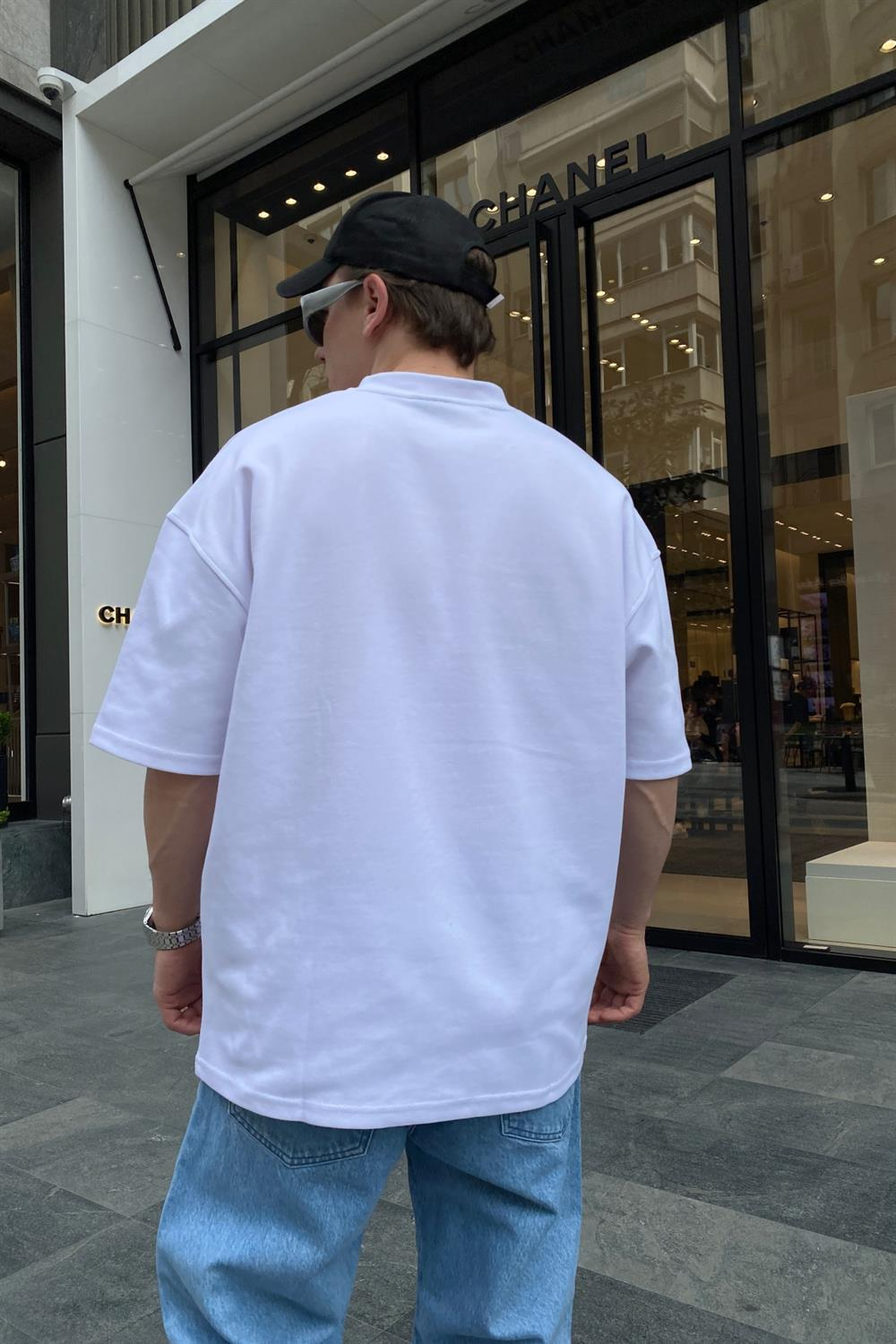 Basic Beyaz Ribanalı Oversize Tshirt  T624