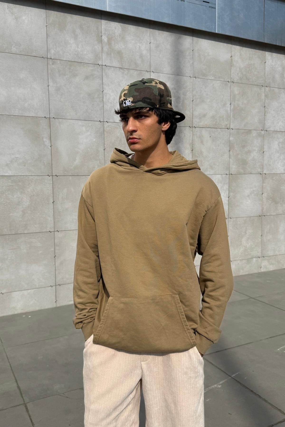 Basic Oversize Kahverengi Sweatshirt