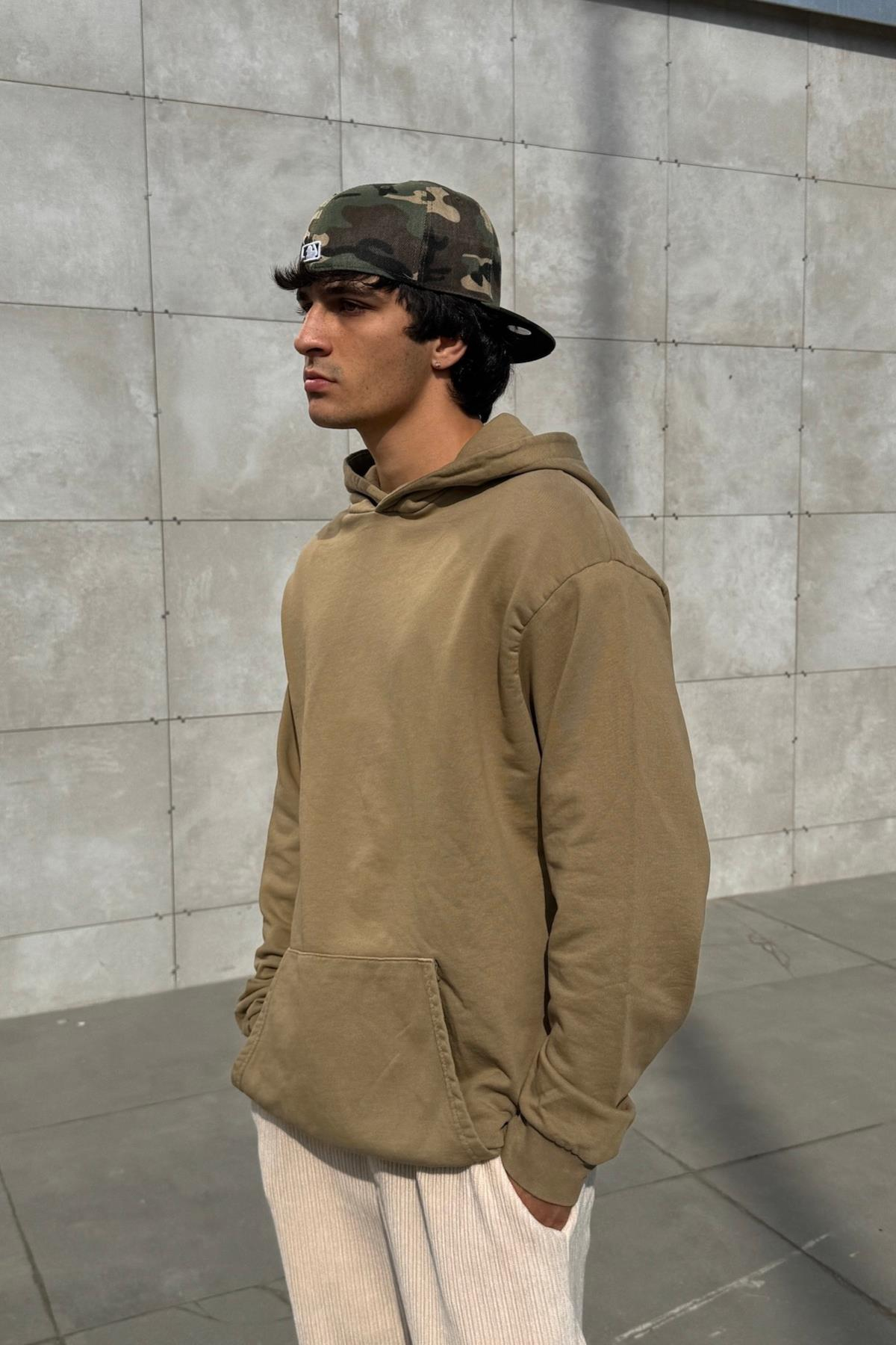 Basic Oversize Kahverengi Sweatshirt