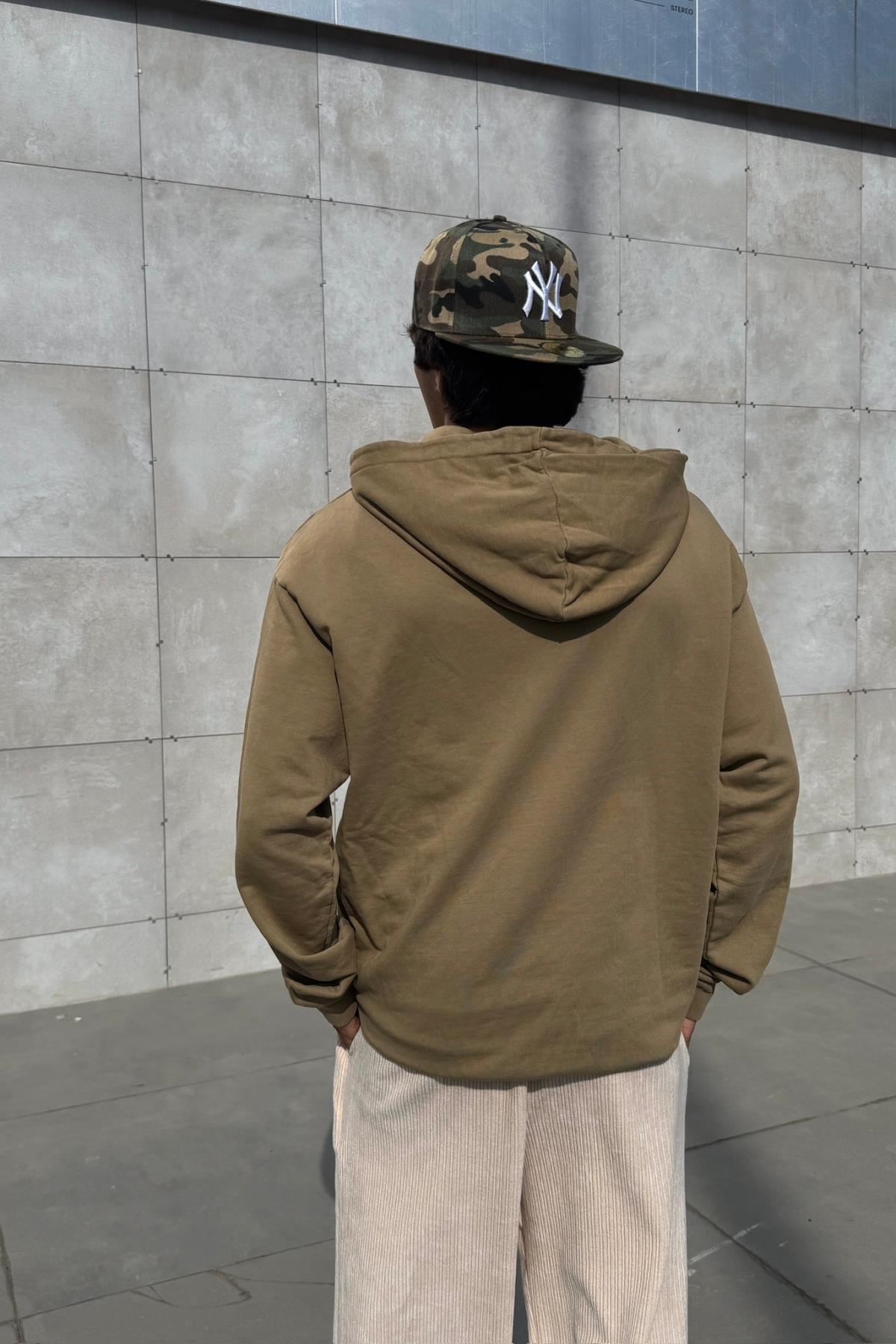 Basic Oversize Kahverengi Sweatshirt